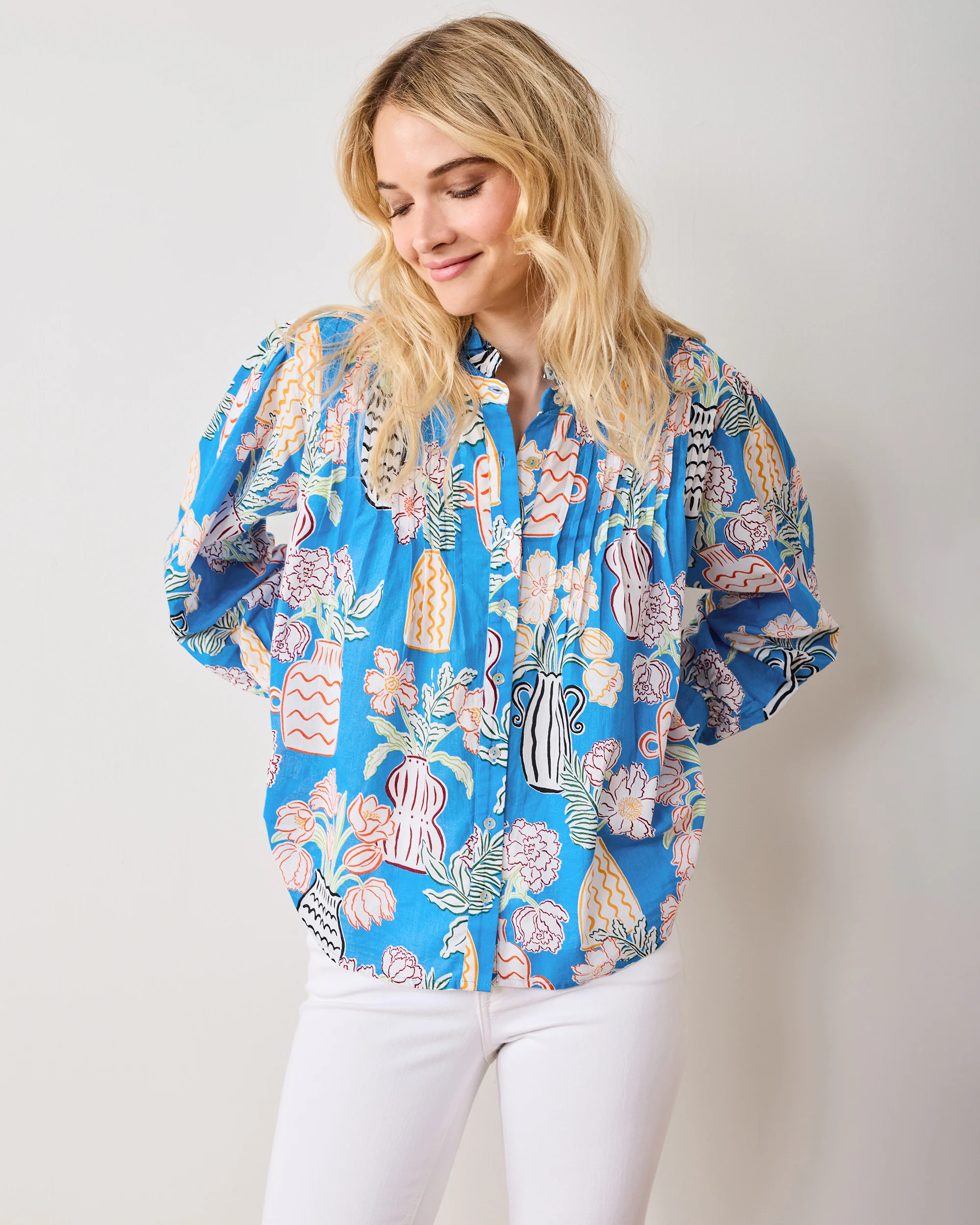 Antique Vases - On a Whim Blouse - Blue Sky - Image 5