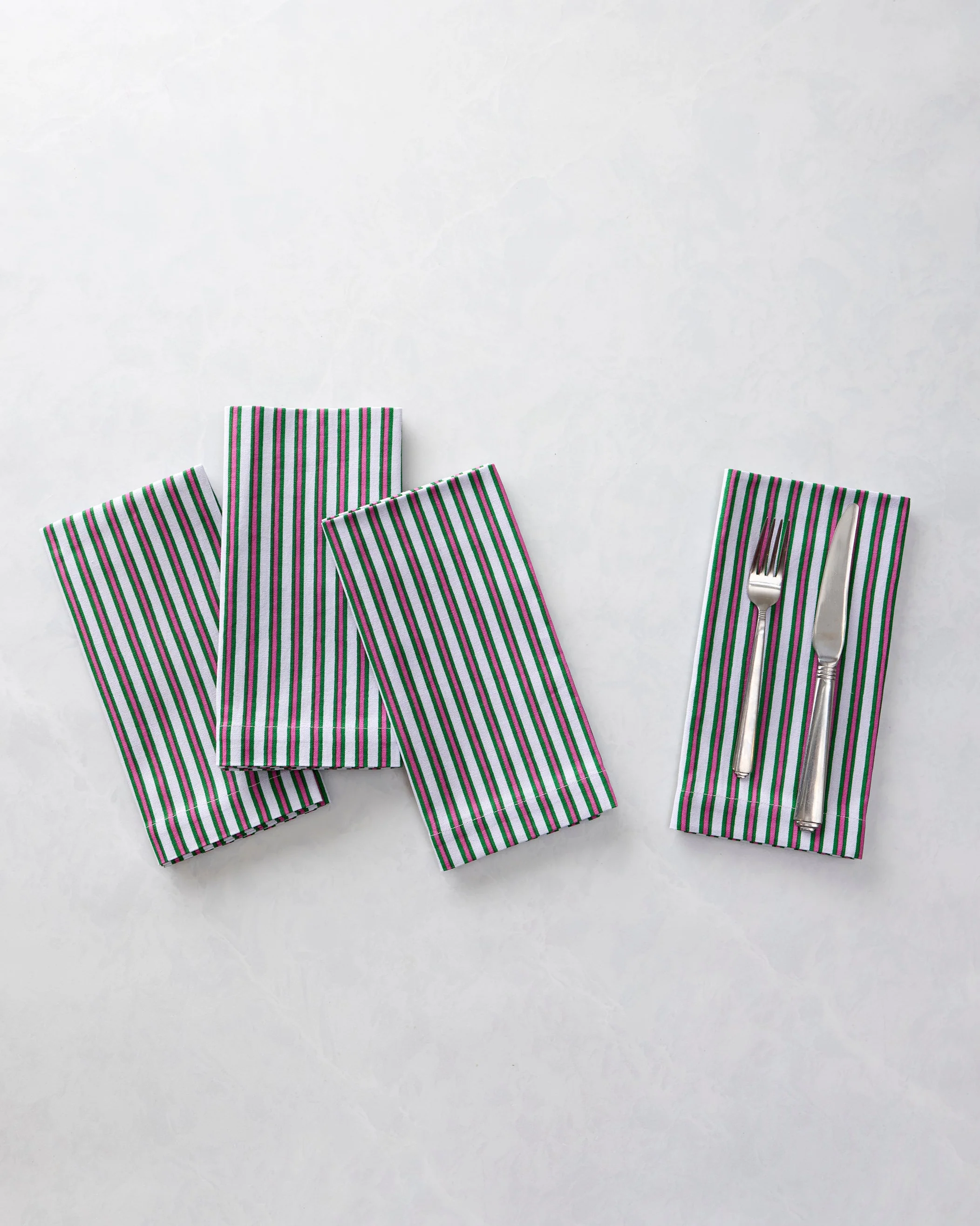Posh Stripe - Print Napkins Set of 4 - Fuchsia Berry Stripe