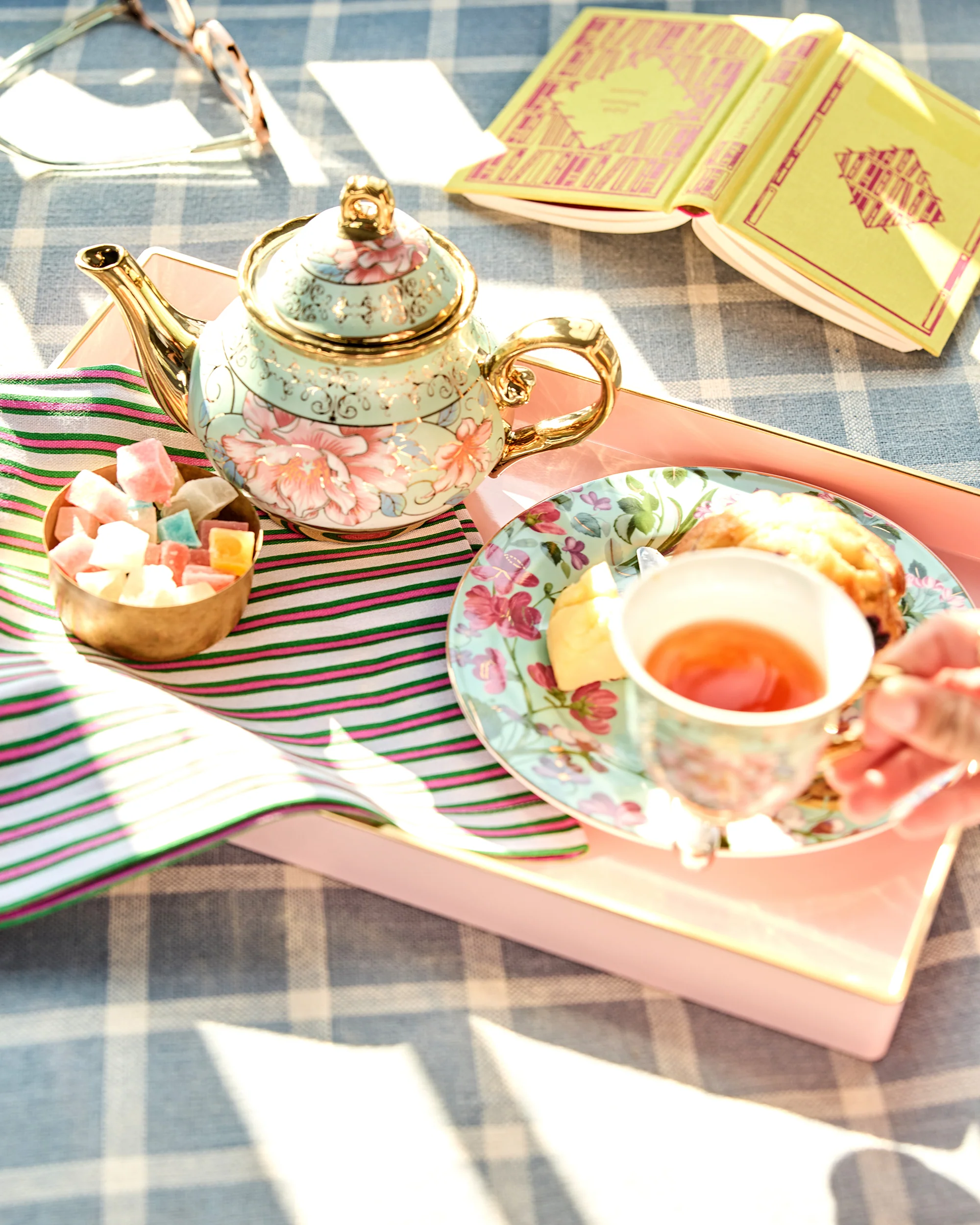 Posh Stripe - Print Napkins Set of 4 - Fuchsia Berry Stripe - Image 2