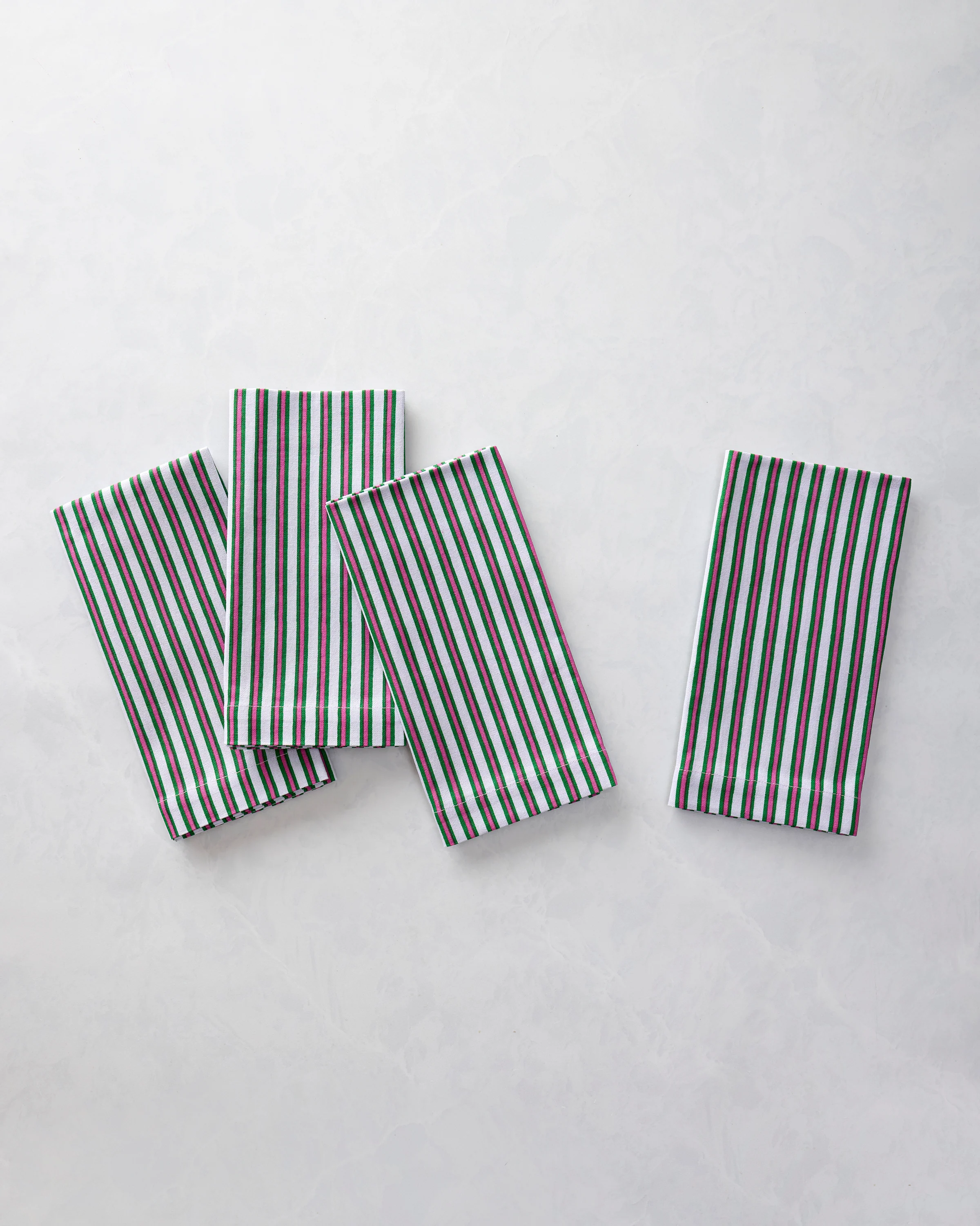 Posh Stripe - Print Napkins Set of 4 - Fuchsia Berry Stripe - Image 4