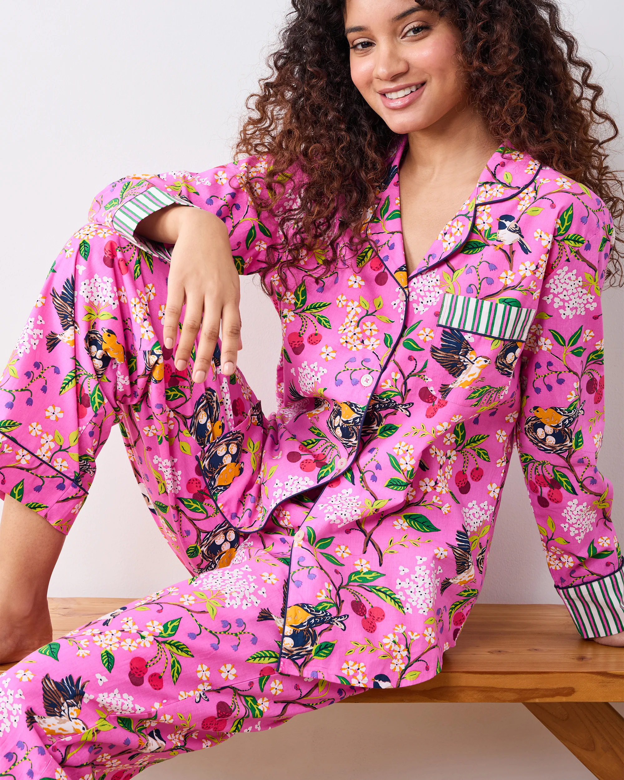 Bird & Blossom - Long PJ Set - Fuchsia Berry - Image 6