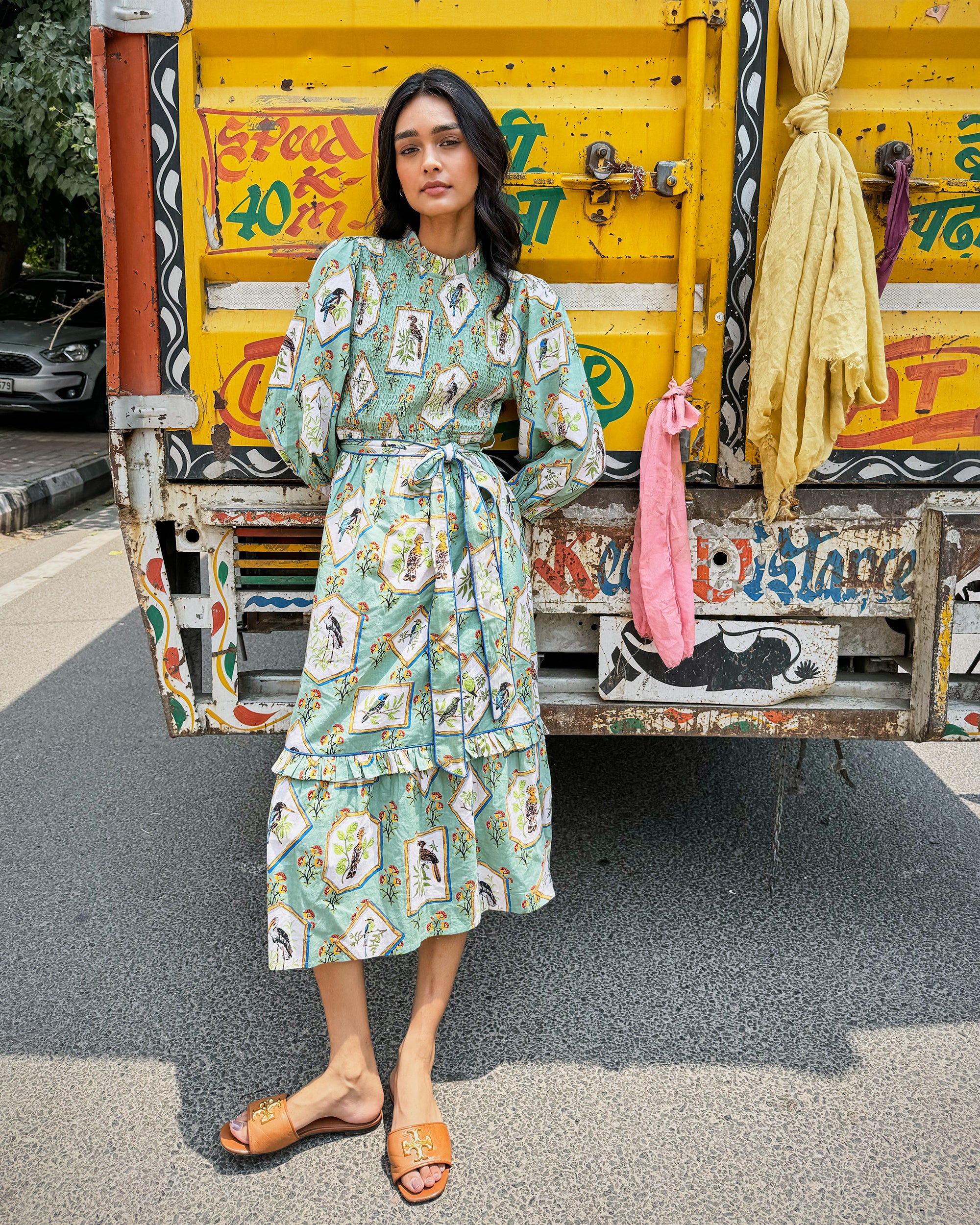 Birds Of India - Cassidy Dress - Sage - Image 3