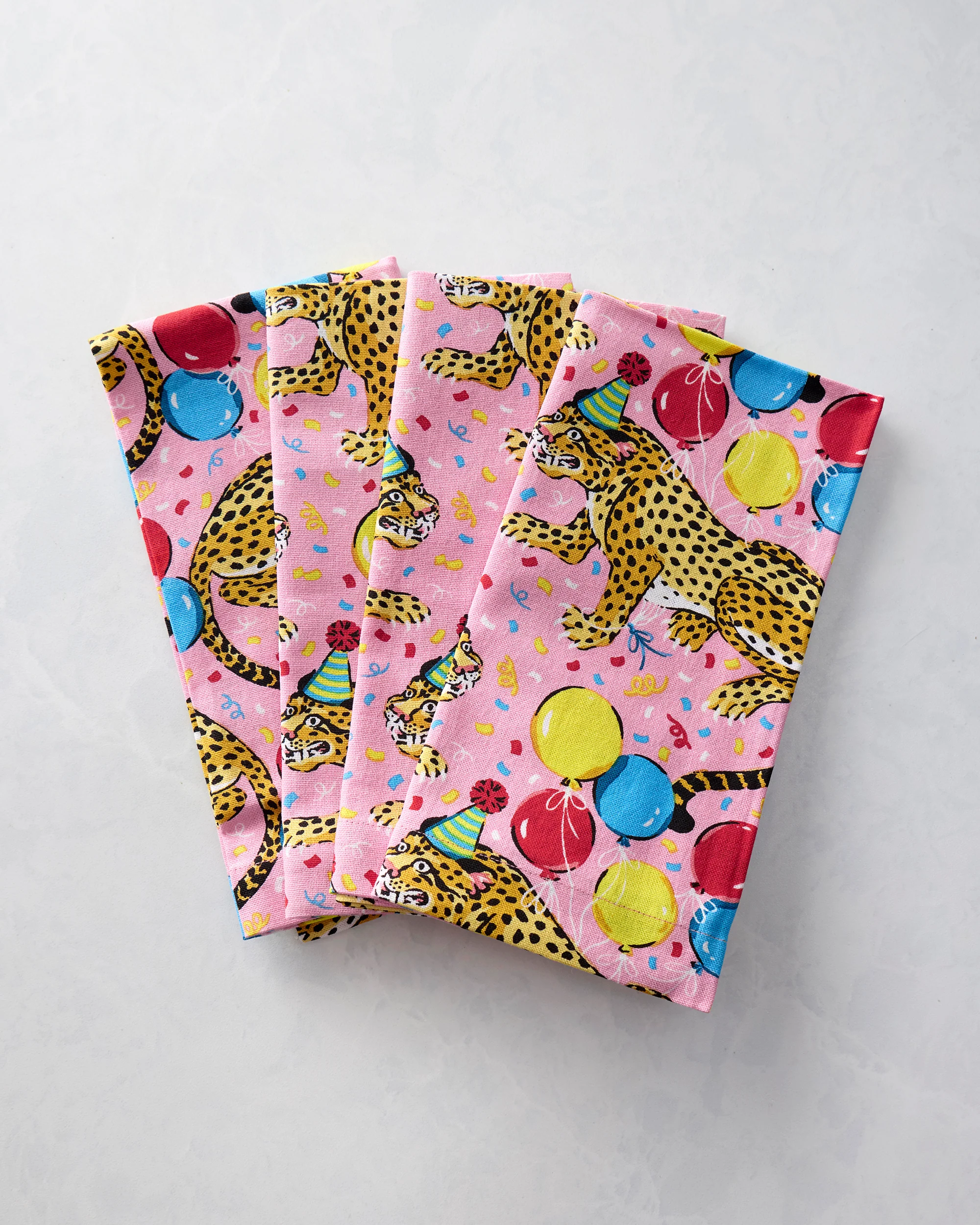 Birthday Bagheera - Print Napkins Set Of 4 - Pink Confetti - Image 3
