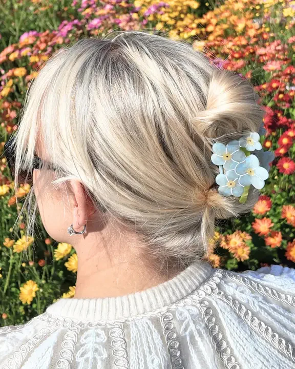 Blue Combo - Hand Painted Forget Me Not Claw Hair Clip - Solar Eclipse - Image 5