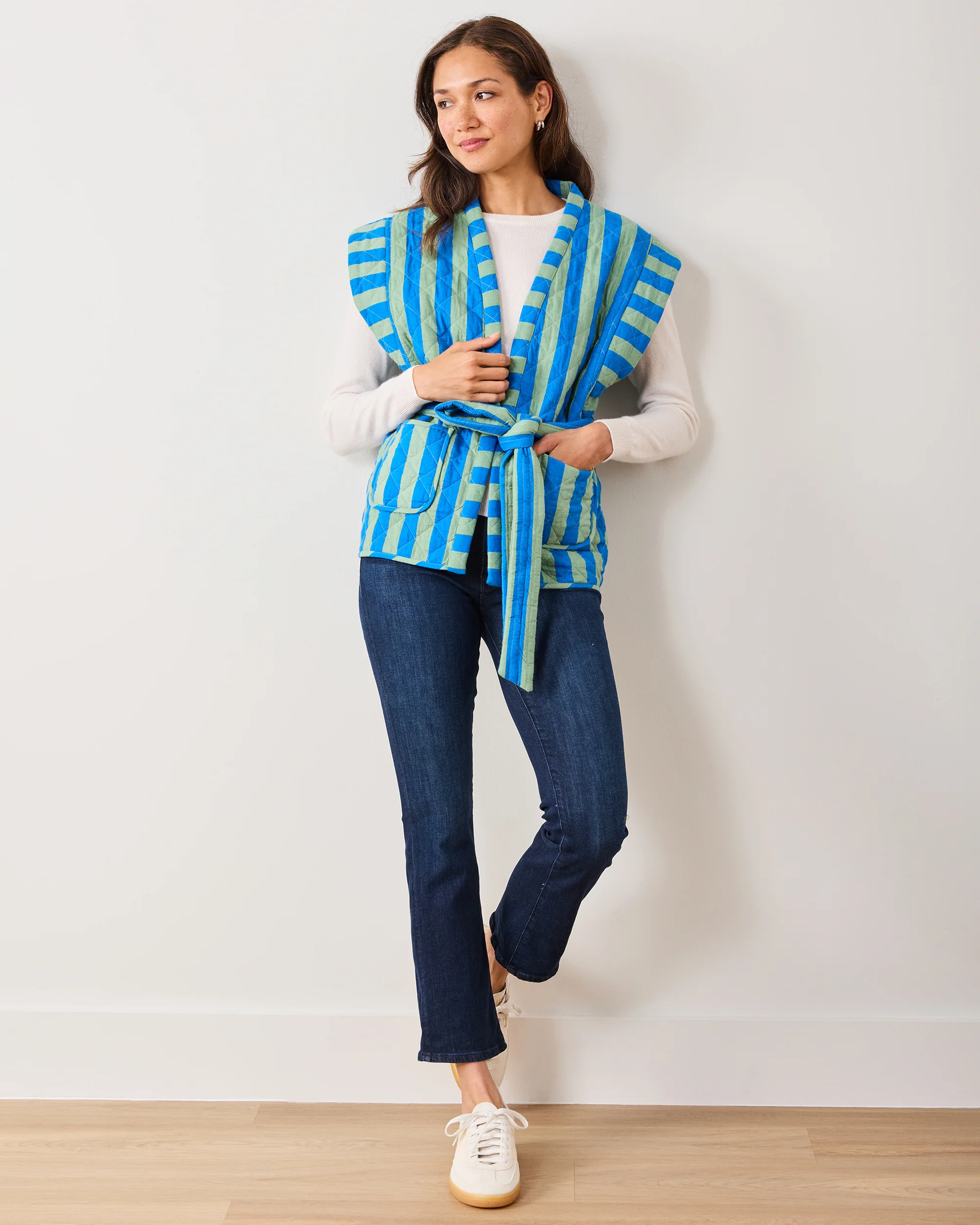 Bold Stripe - Quilted Vest - Blue Sage - Image 2