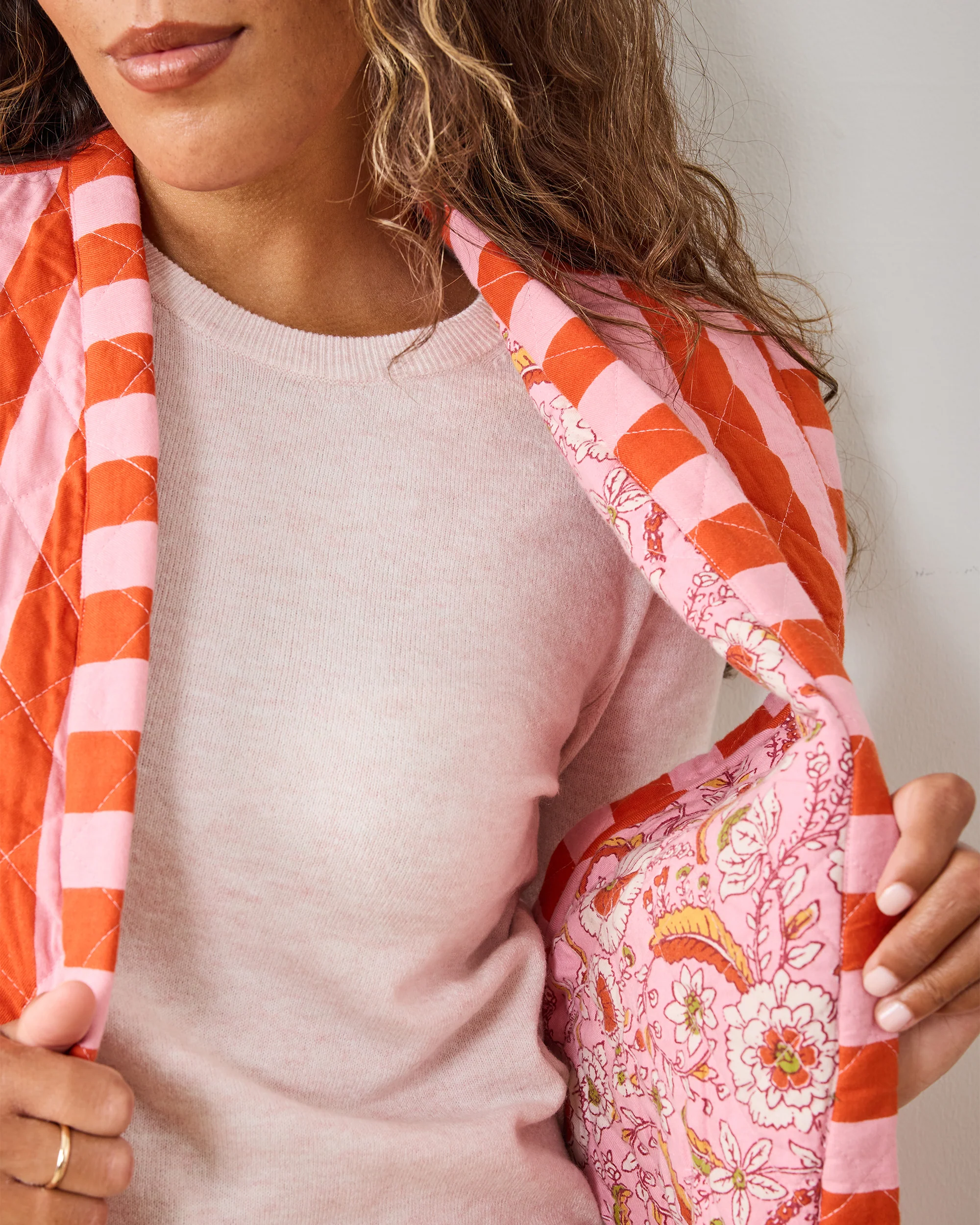Bold Stripe - Quilted Vest - Pink Copper - Image 3