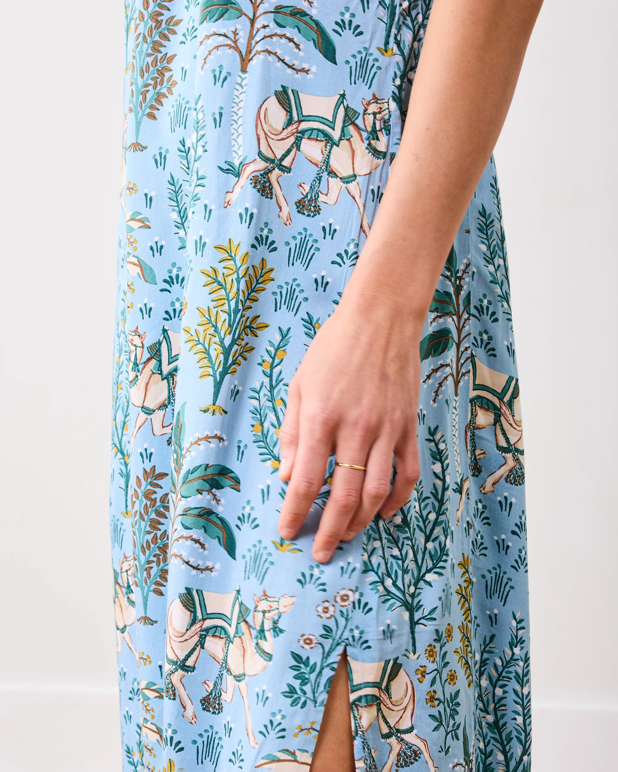 Camel's Courtyard - Eco Satin Chic To Sleep Nightie - Slate Blue - Image 5