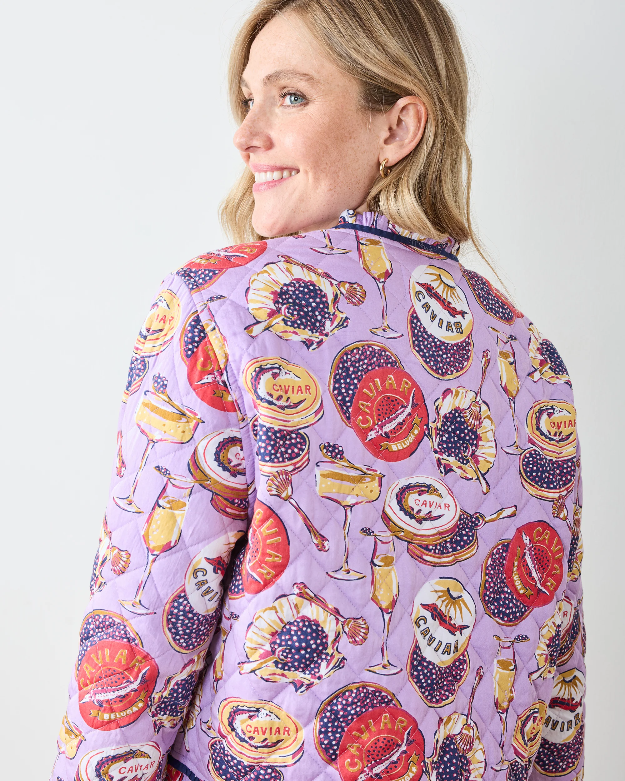 Champagne & Caviar - Eco Satin Slumber Jacket - Lavender Spritz - Image 2