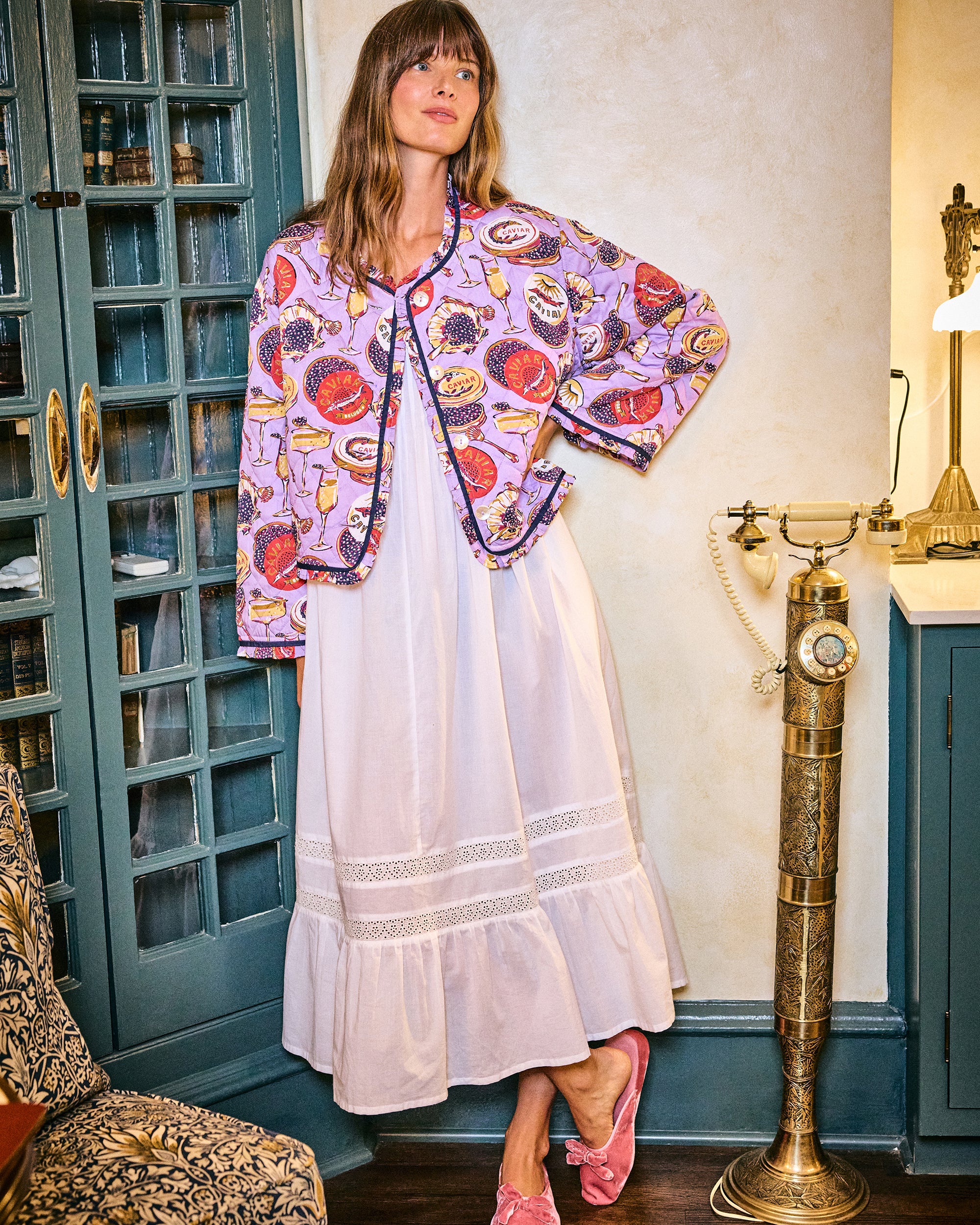 Champagne & Caviar - Eco Satin Slumber Jacket - Lavender Spritz - Image 3