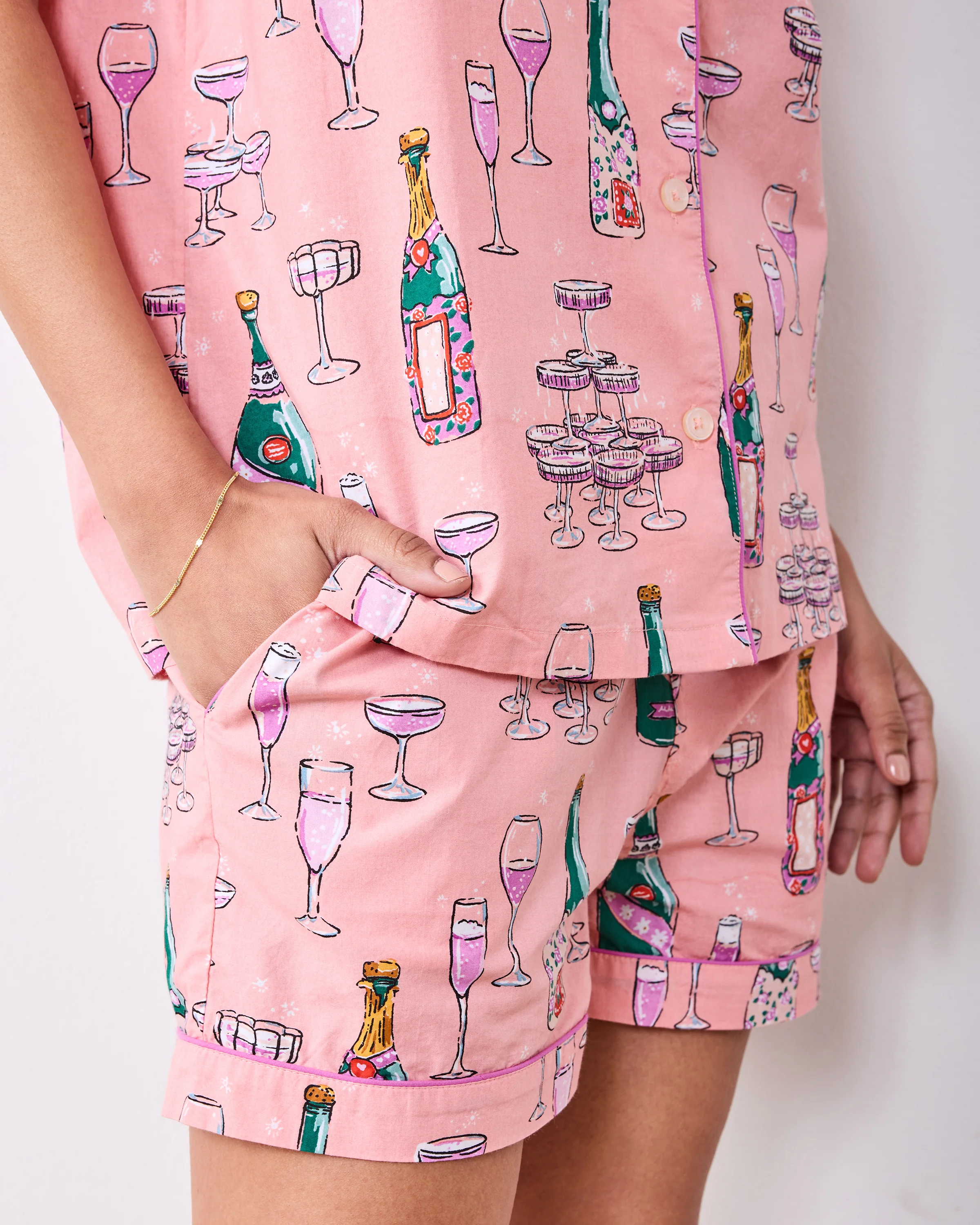 Champagne Tower - Short PJ Set - Peach Fizz - Image 6
