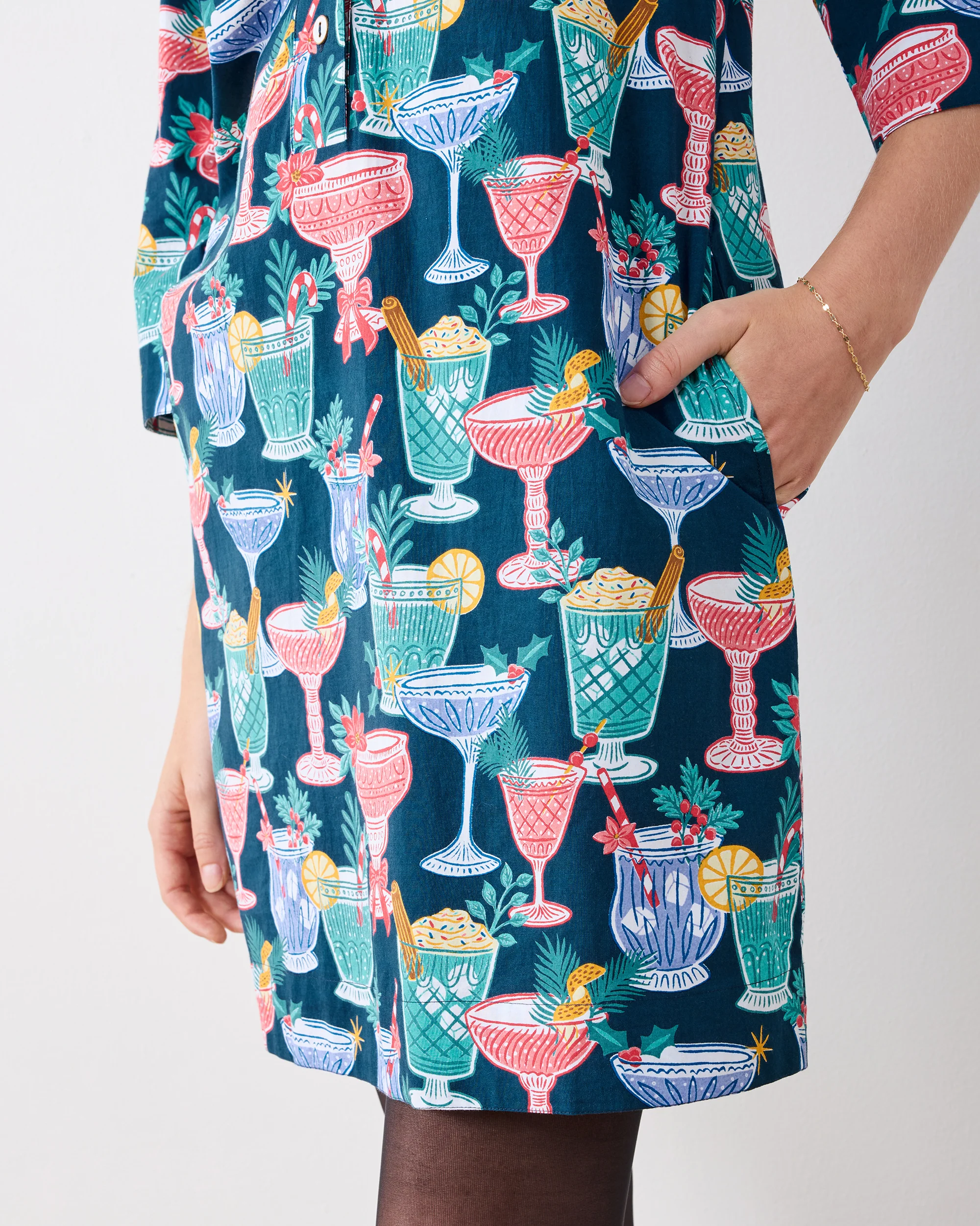 Christmas Cocktails - Goa Dress - Navy - Image 3
