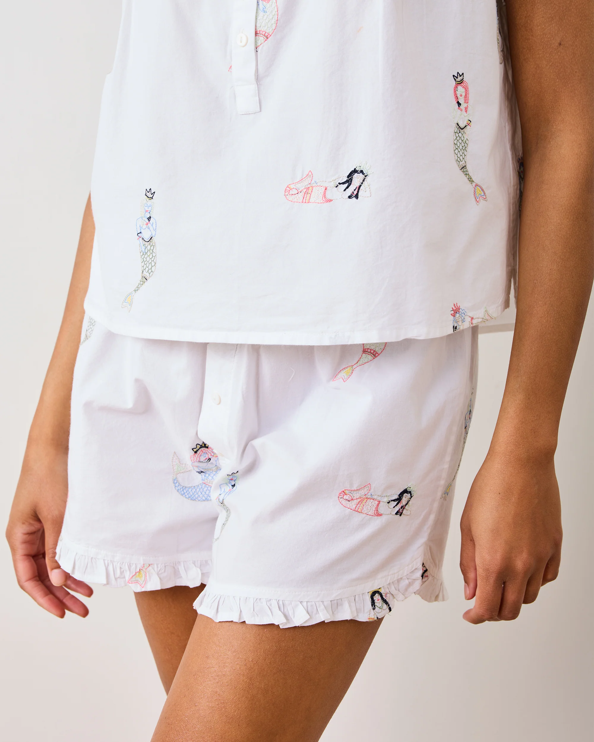 Daughters Of Triton - Pintuck Short Set - Cloud - Image 4