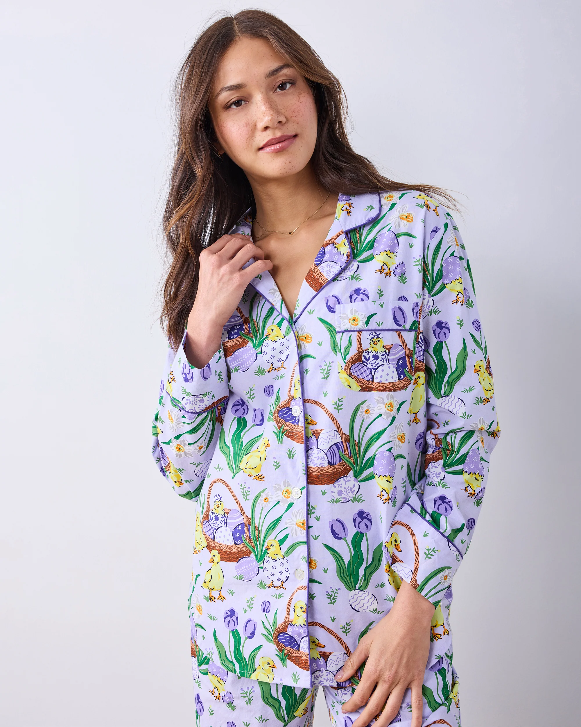 Egg Hunt - Long PJ Set - Dusty Lilac