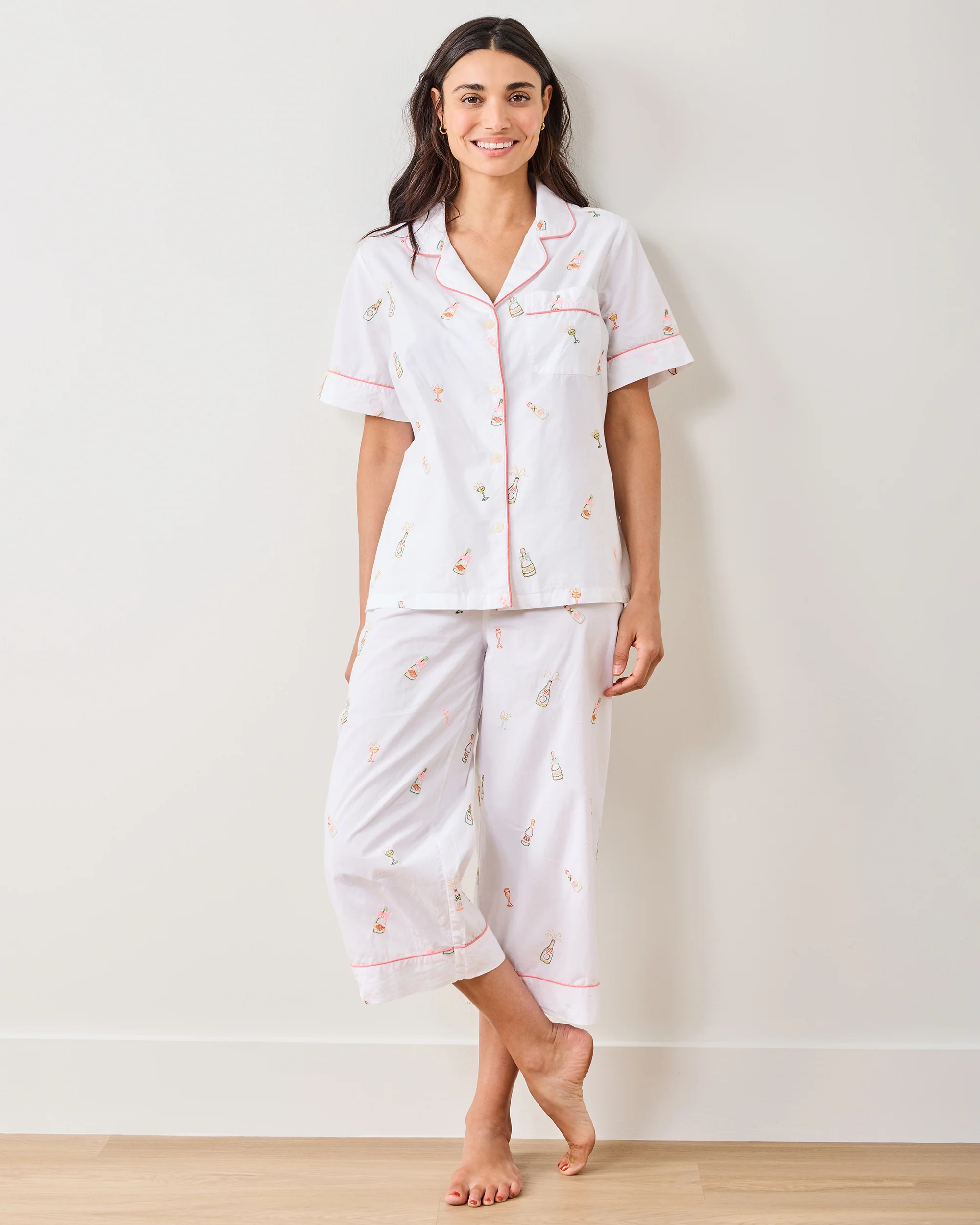 Bubbly Brunch - Short Sleeve Top & Cropped Pants Set - Cloud - Image 2
