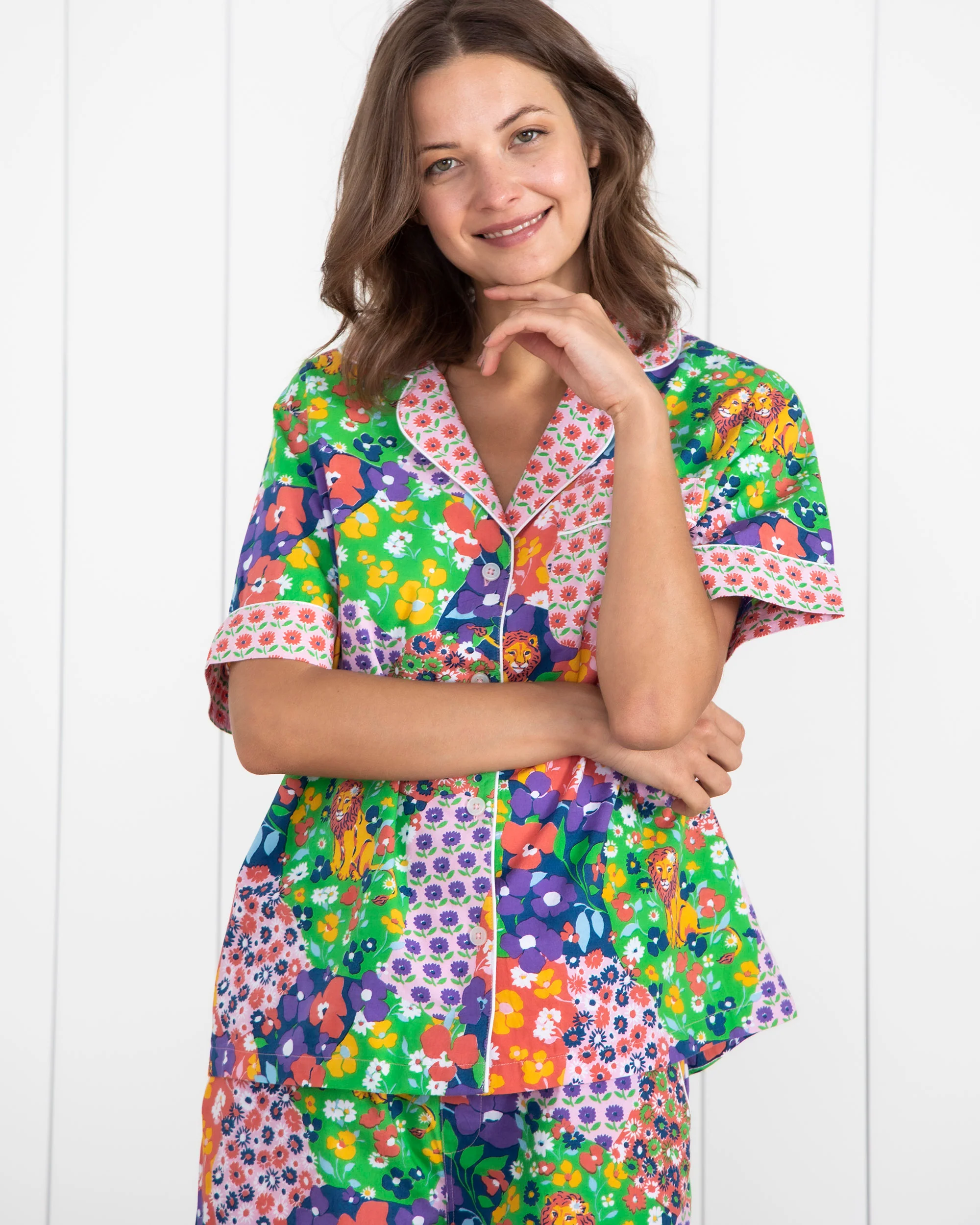 Flower Power - Short Sleeve Top & Cropped Pants Set - Grape Soda - Image 3