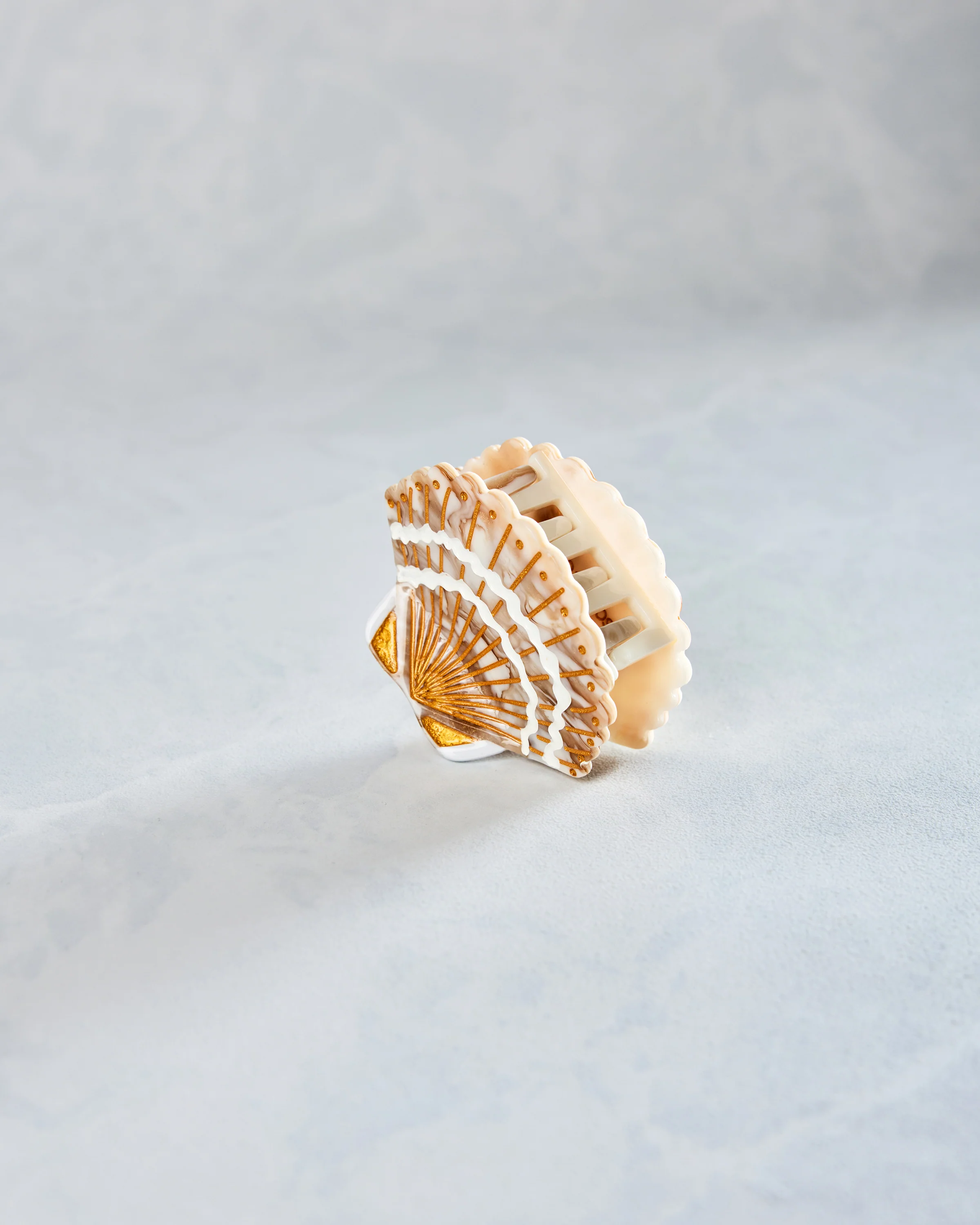 Golden Seashell - Hand-Painted Claw Hair Clip - Solar Eclipse - Image 4