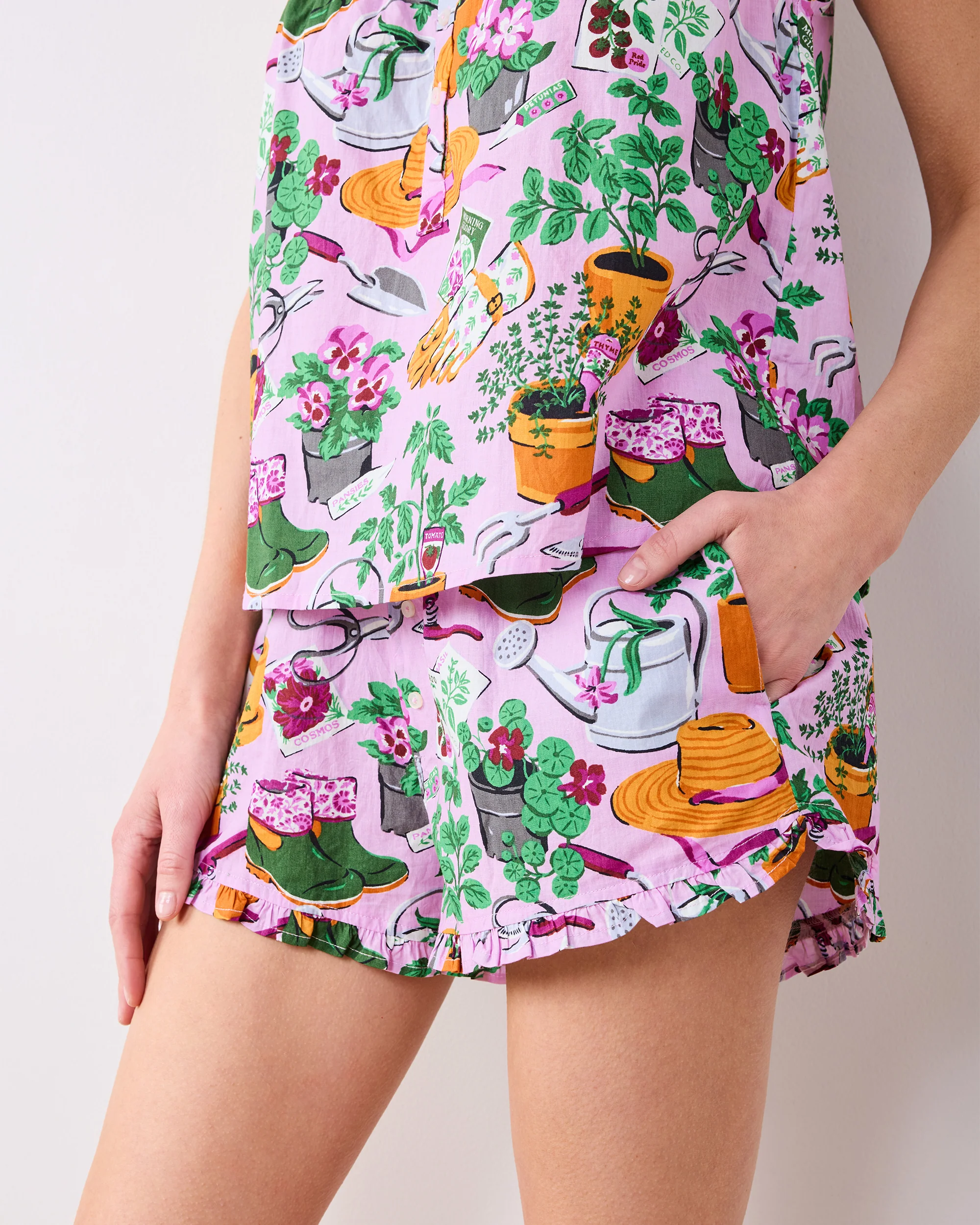 Green Thumb - Back to Bed Short Set - Pink Cosmos - Image 3