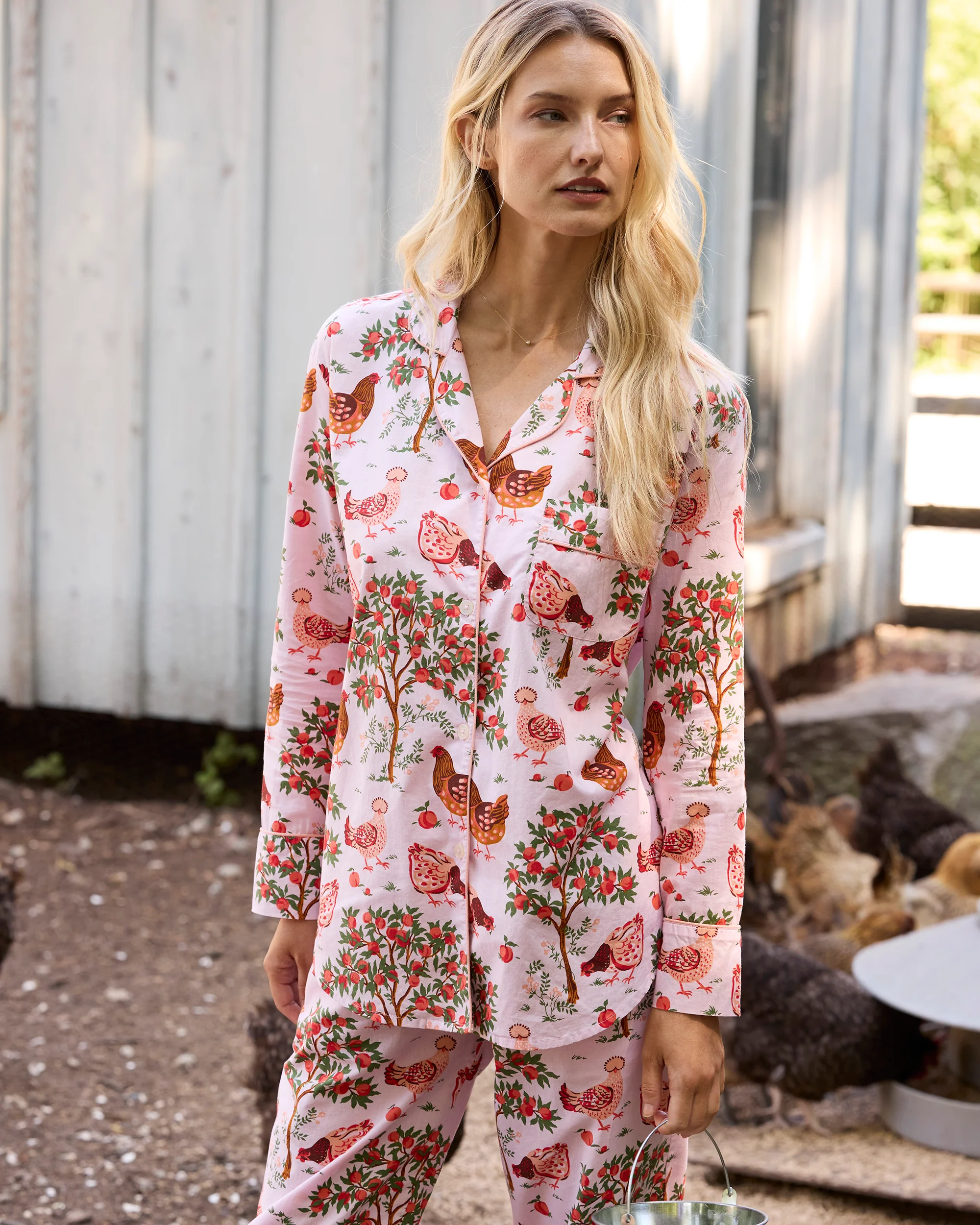 Hen House - Petite Long PJ Set - Ballet Pink - Image 3
