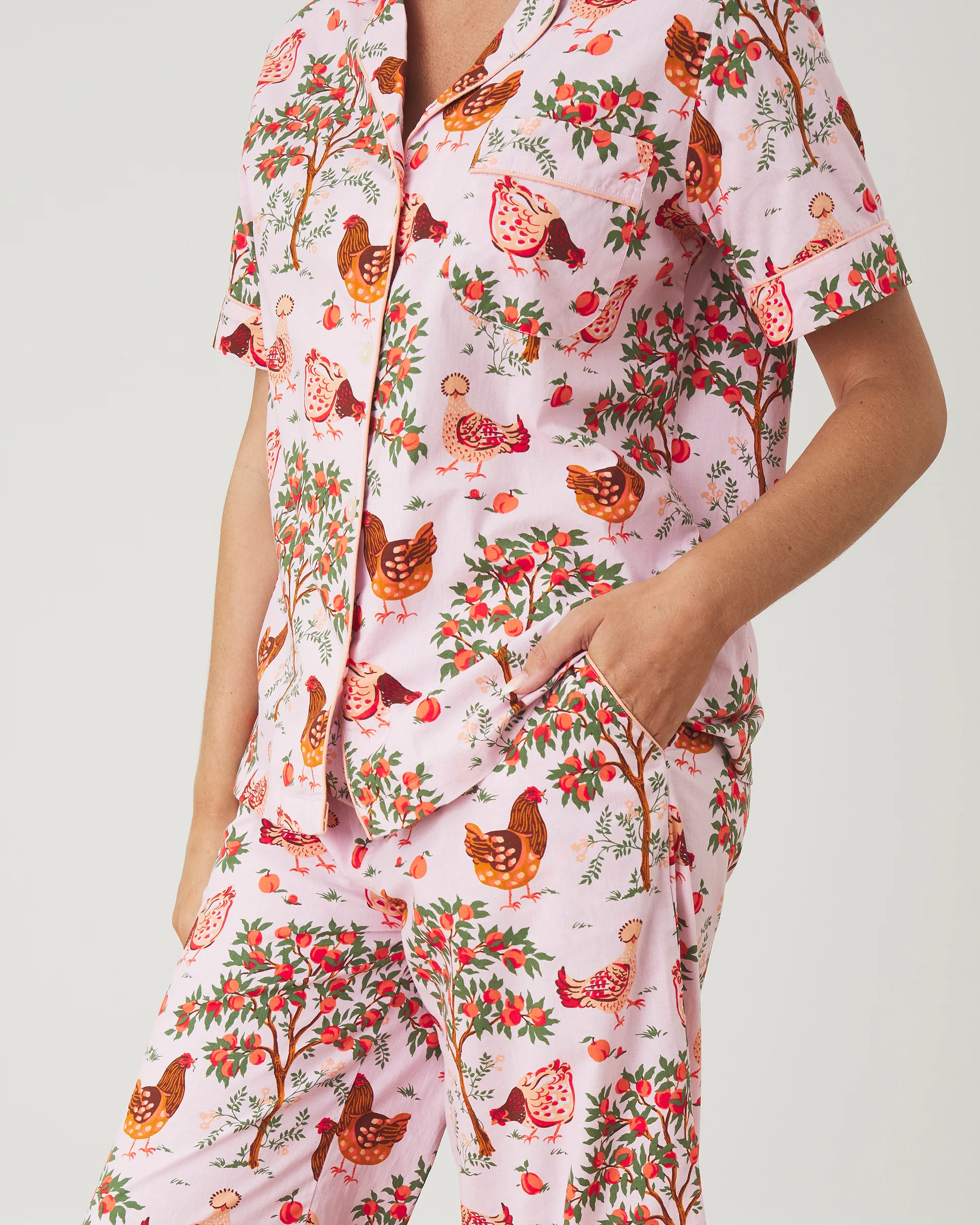 Hen House - Short Sleeve Top & Cropped Pants Set - Ballet Pink - Image 5