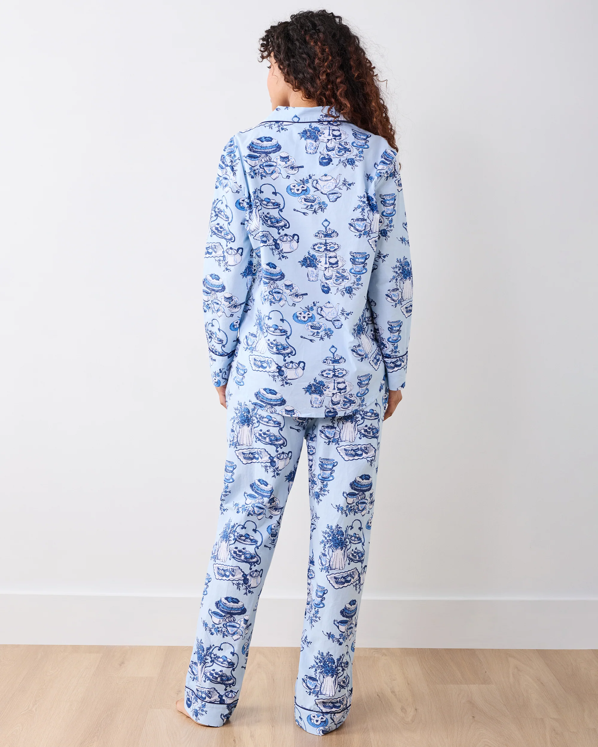 High Tea Toile - Long PJ Set - Notting Hill Blue - Image 5