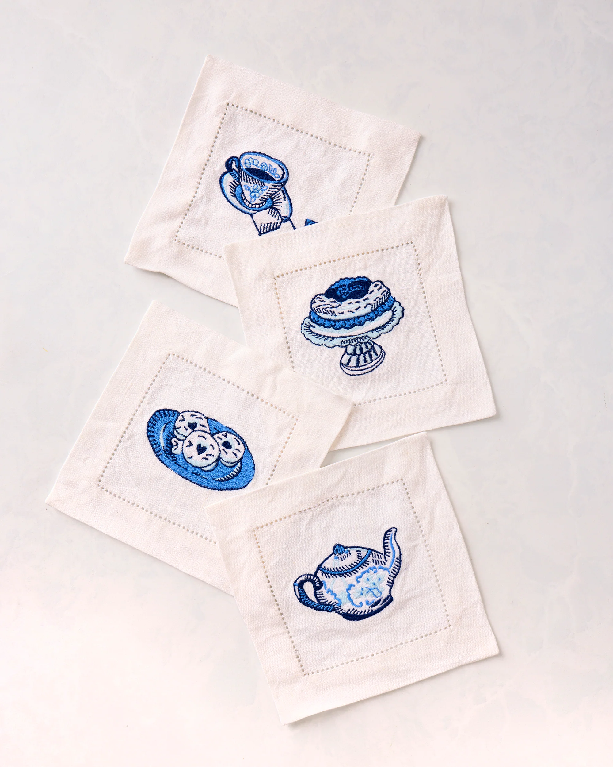 High Tea Toile - Set of 4 Cocktail Napkins - Notting Hill Blue