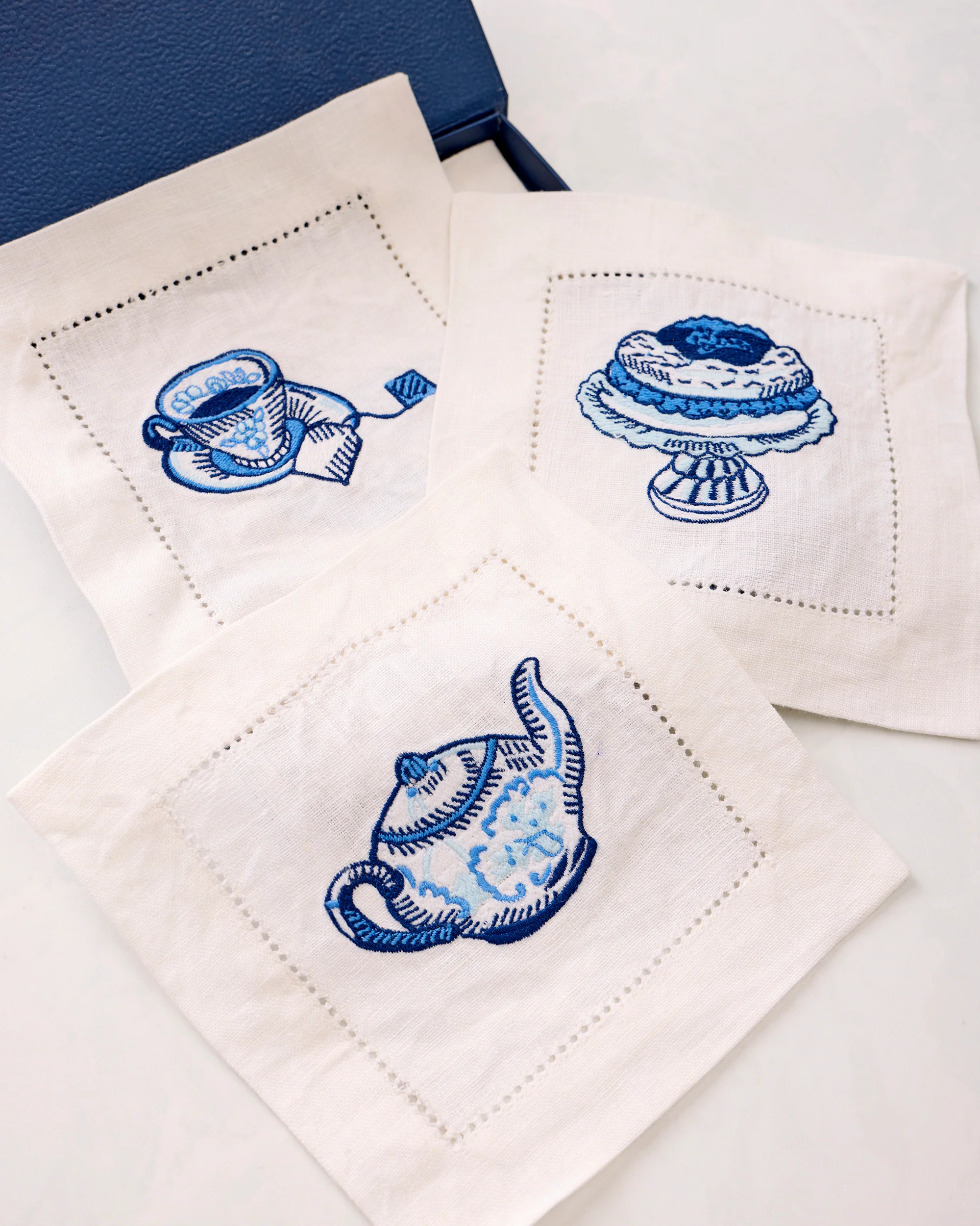 High Tea Toile - Set of 4 Cocktail Napkins - Notting Hill Blue - Image 4