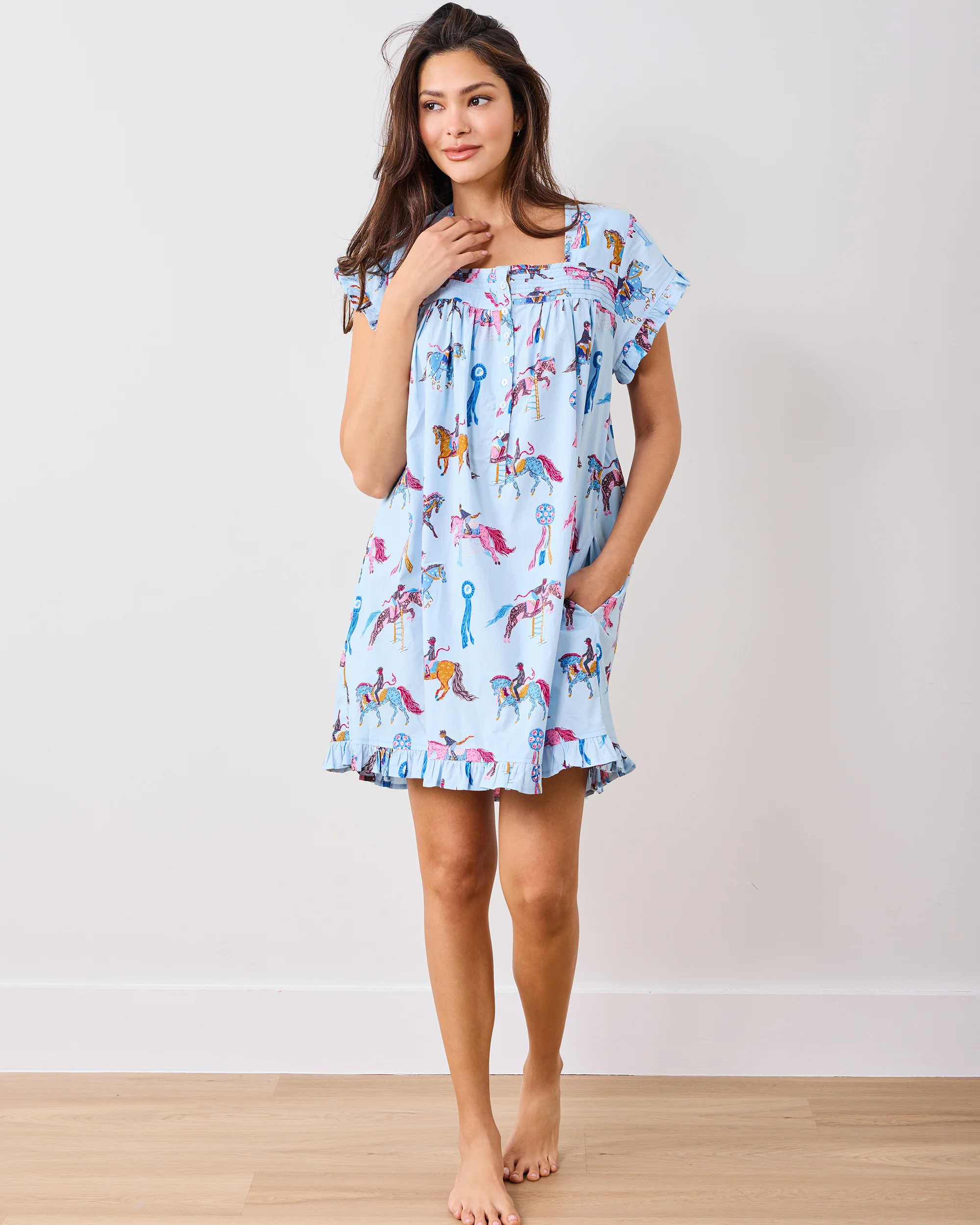 Horse Show - Pintuck Nightgown - Blue Ribbon - Image 2