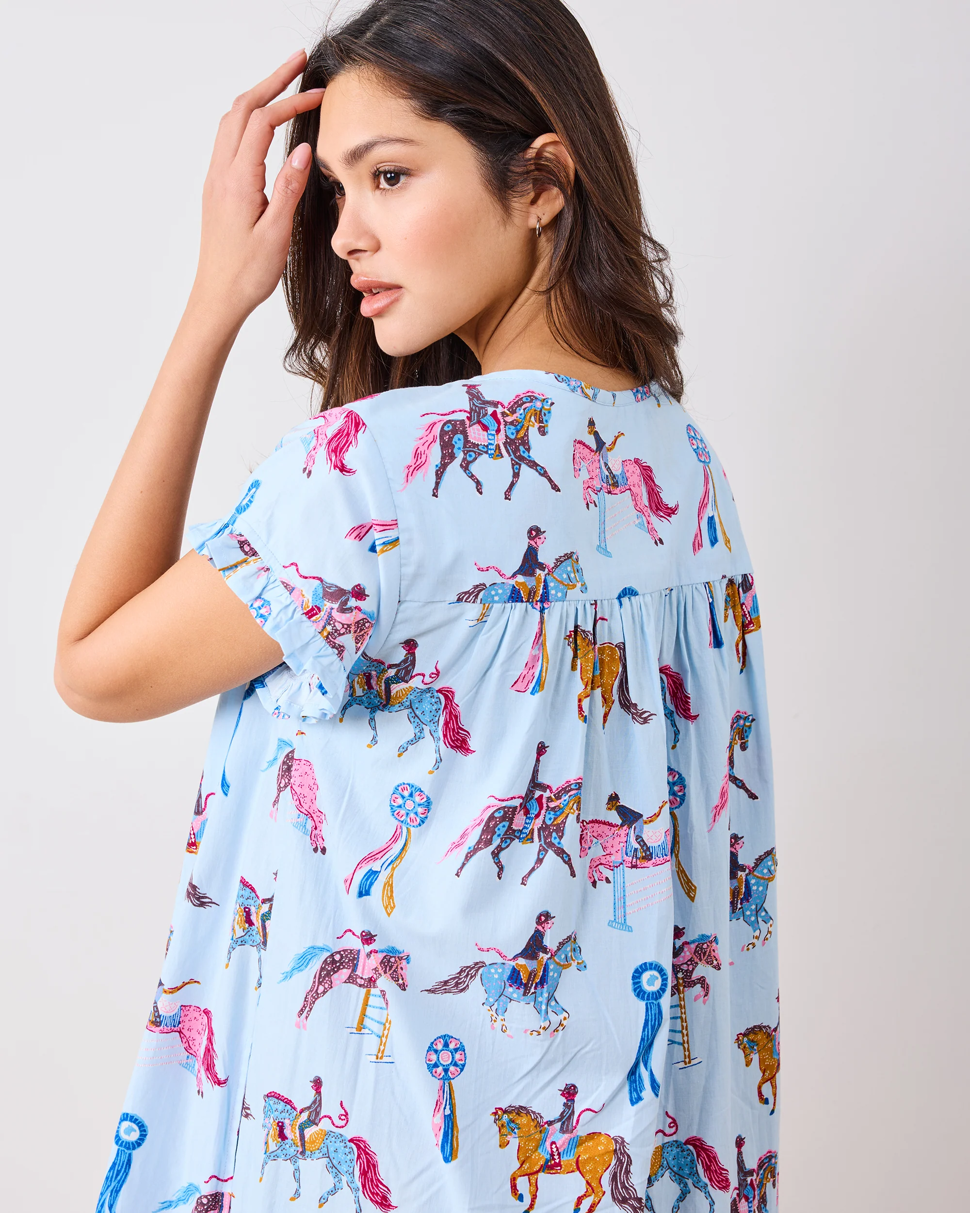 Horse Show - Pintuck Nightgown - Blue Ribbon - Image 3