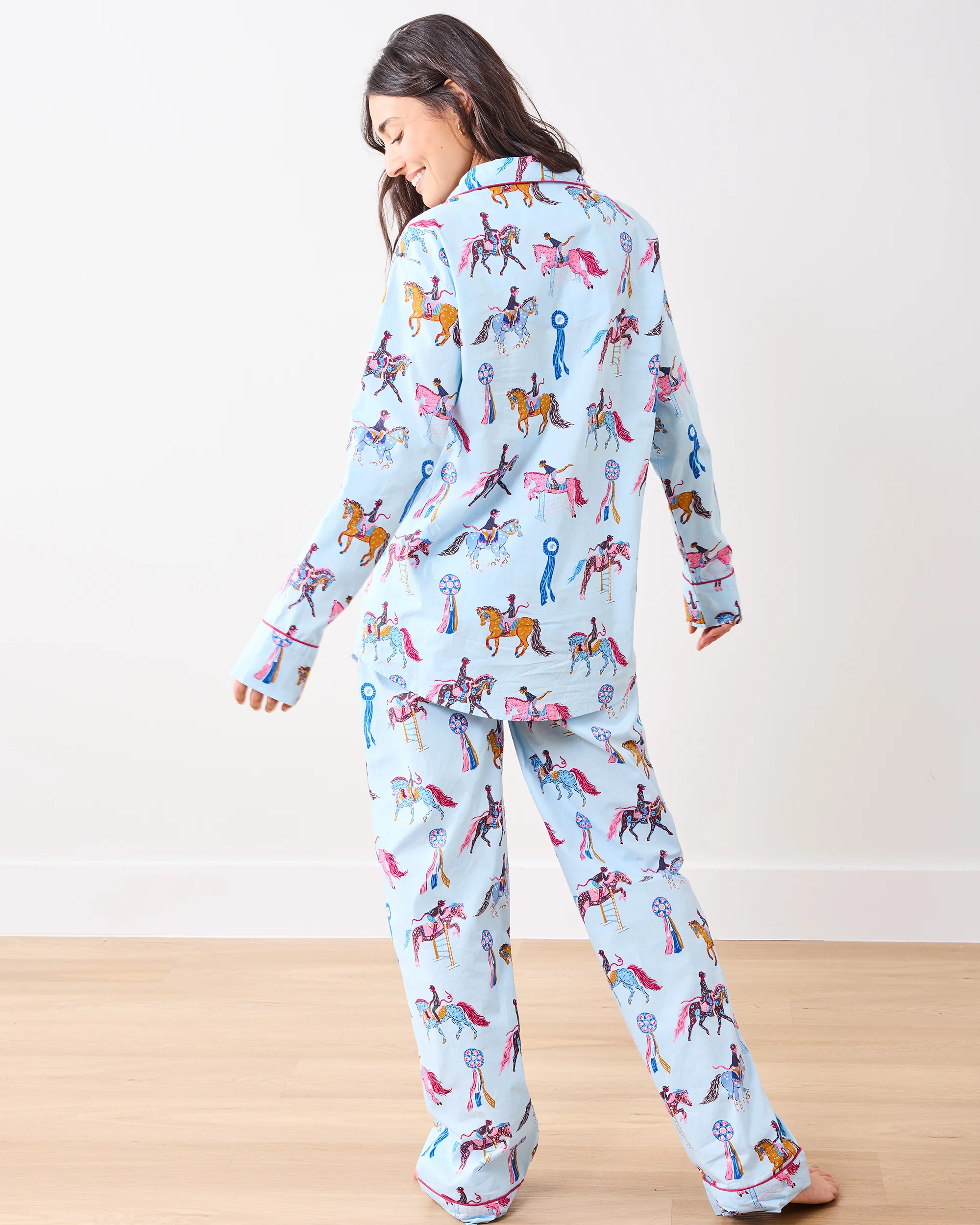 Horse Show - Petite Long PJ Set - Blue Ribbon - Image 5