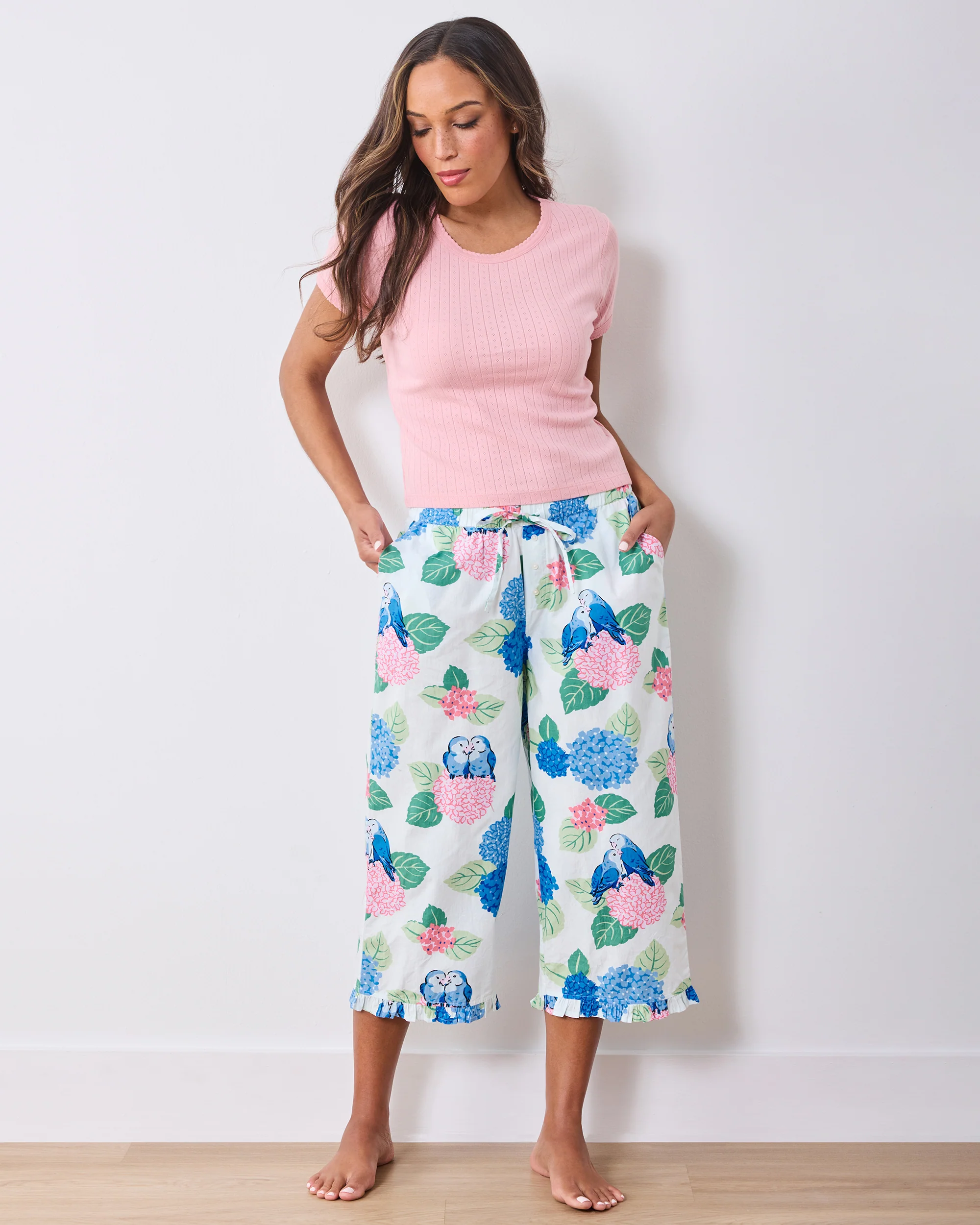 Hydrangea Honeymoon - Ruffle Cropped Pants - Cloud - Image 2