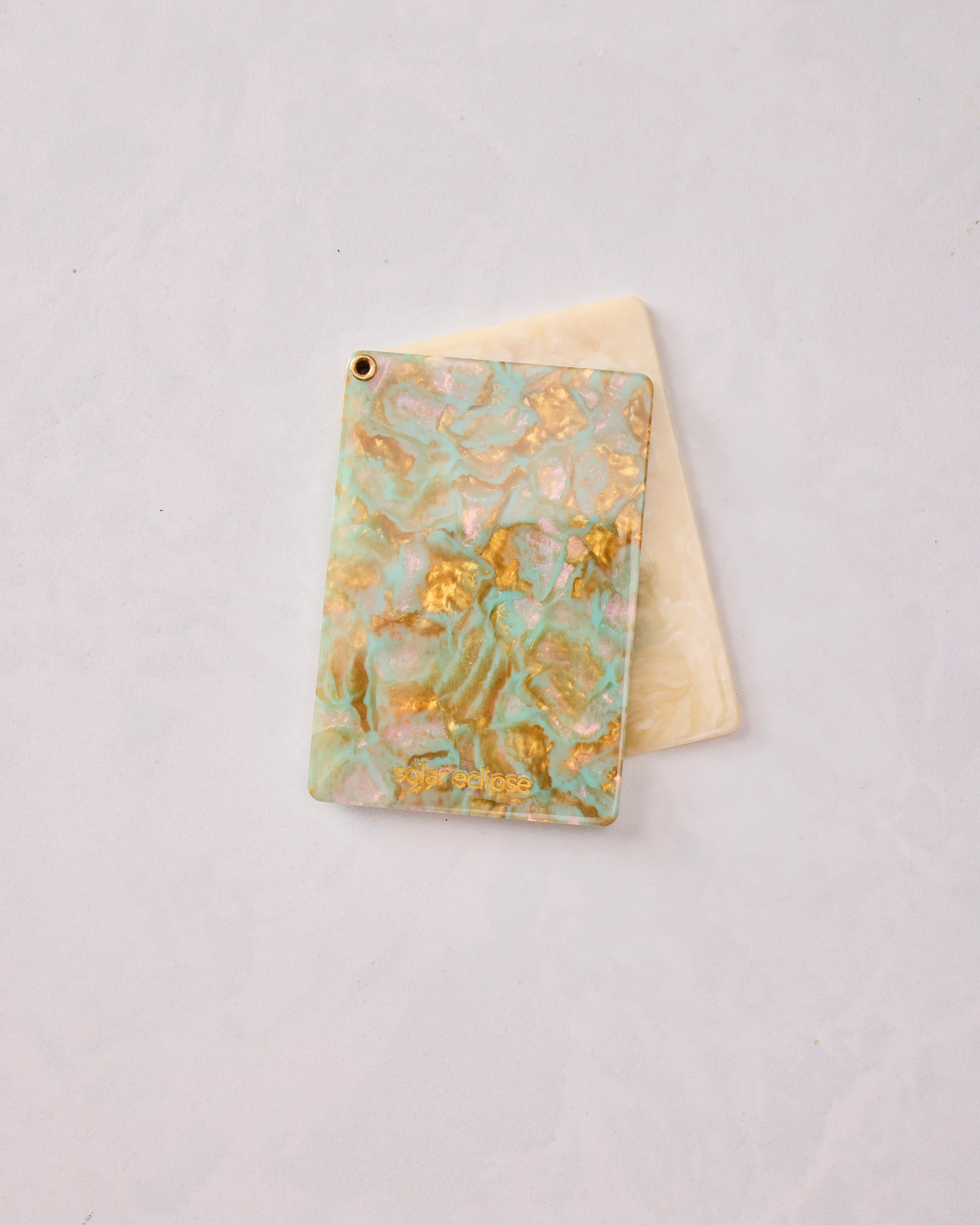 Ivory Combo - Hand Painted Flower Mahjong Compact Mirror - Solar Eclipse - Image 3
