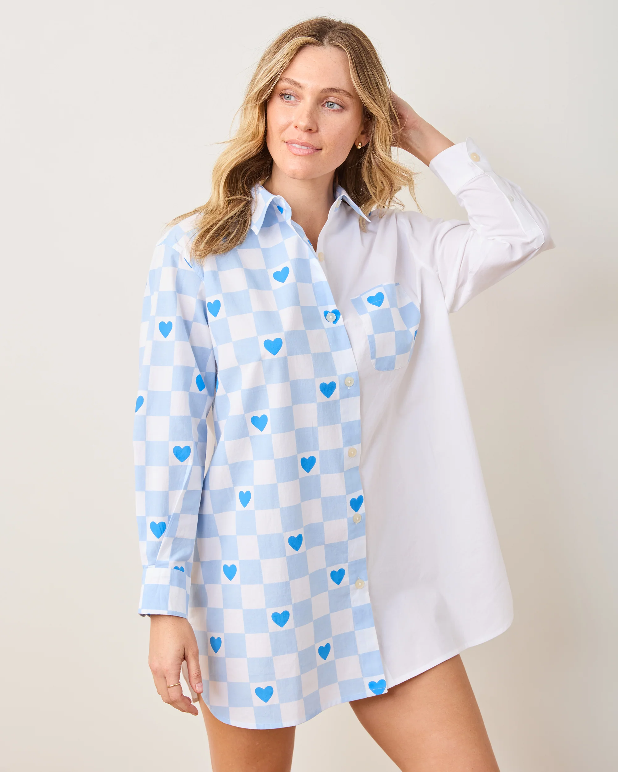 Checkered Hearts - Everyday Button Down - Blue Eyes - Image 3