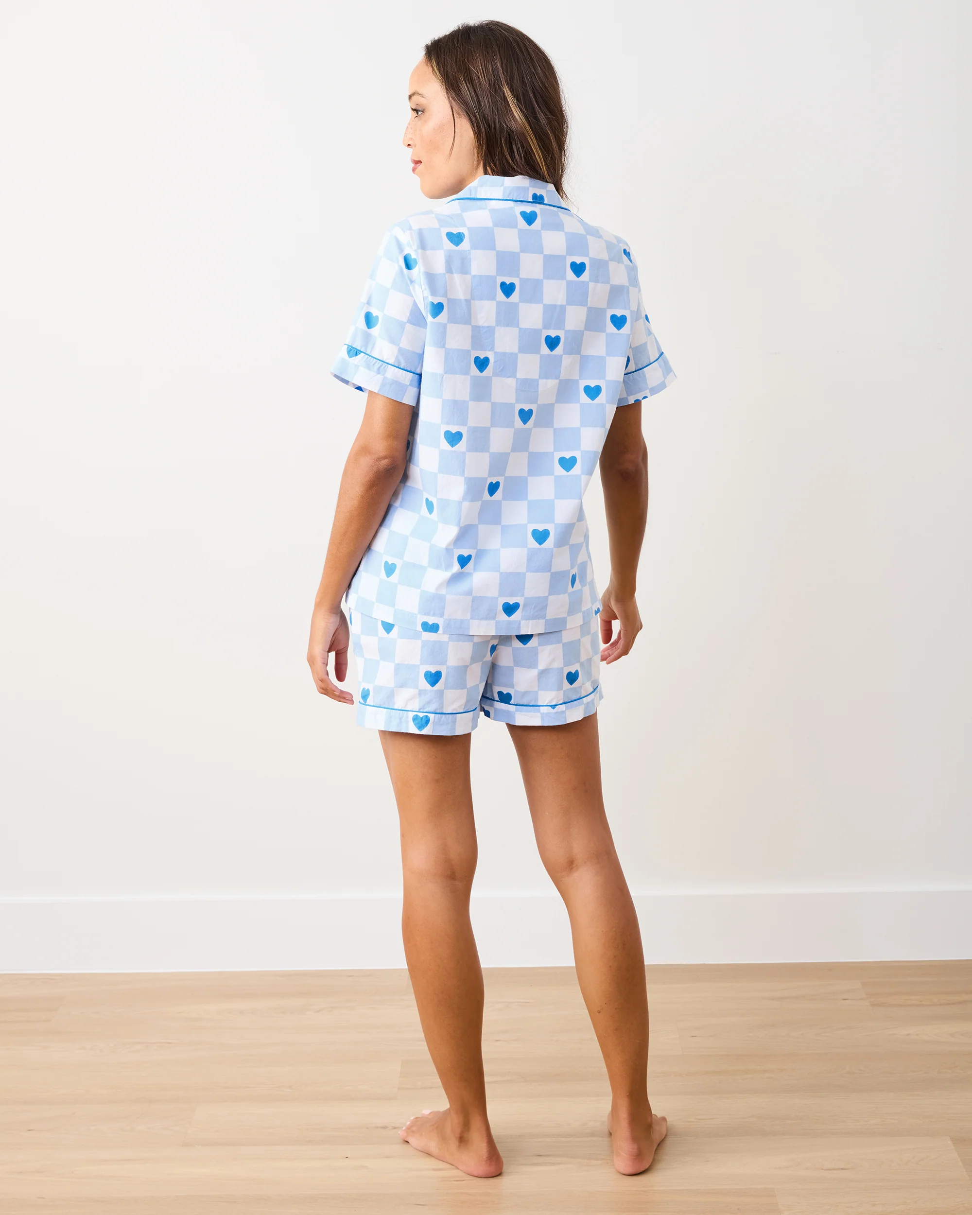 Checkered Hearts - Short PJ Set - Blue Eyes - Image 3