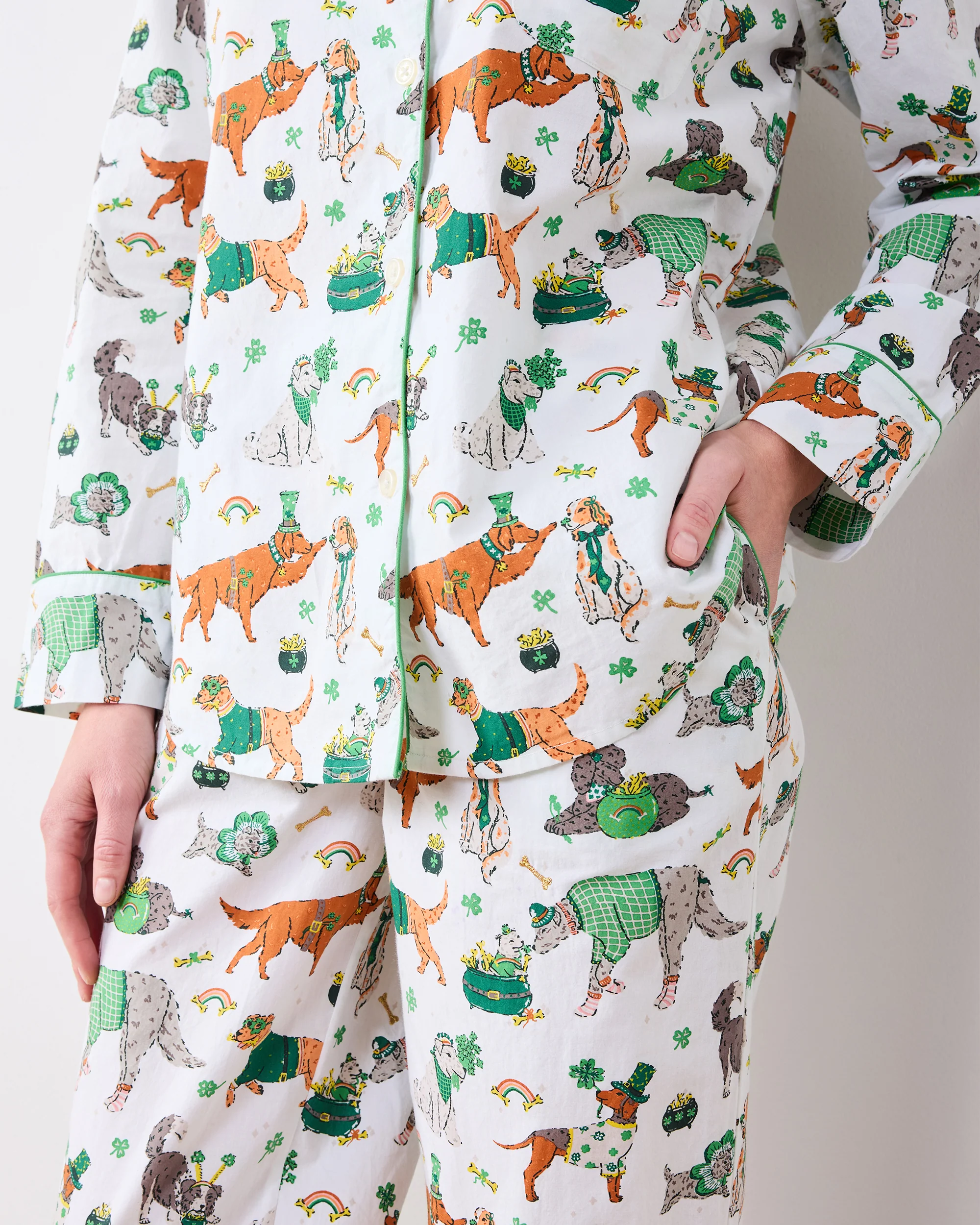 Lucky Paws - Long PJ Set - Irish Cream - Image 4