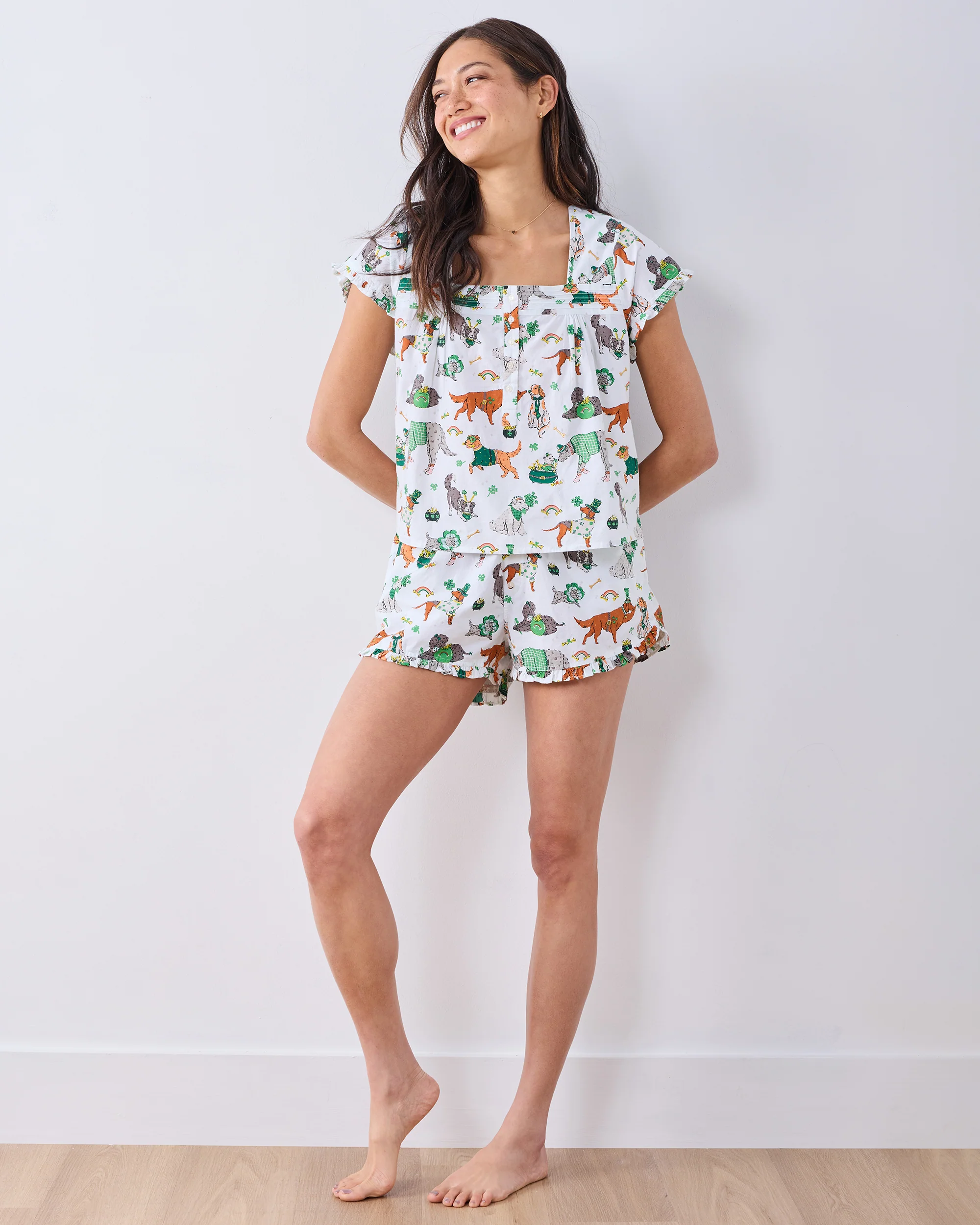 Lucky Paws - Pintuck Short Set - Irish Cream - Image 2