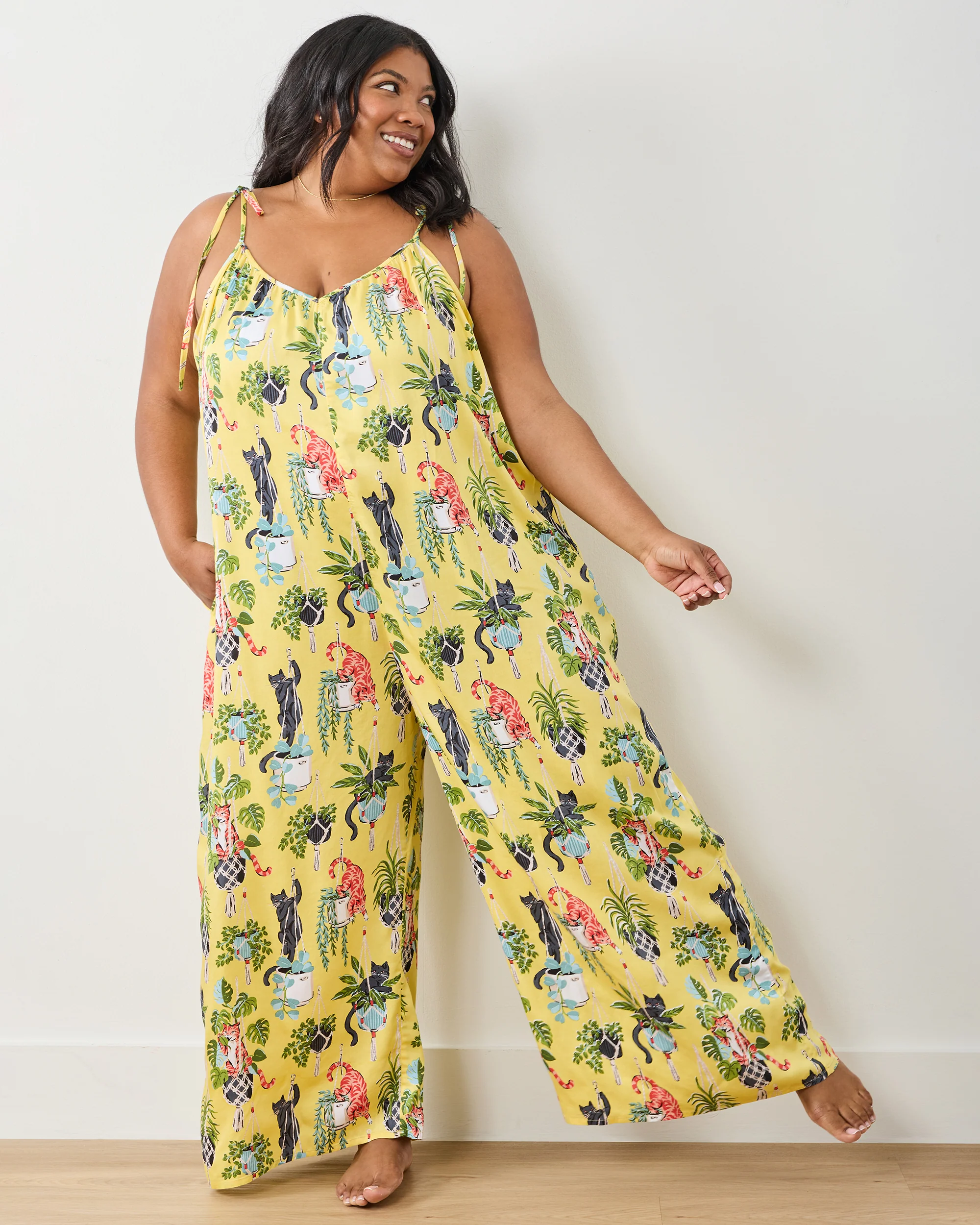 Macrame Mischief - Eco Satin Jaipur Jumpsuit - Sunshine