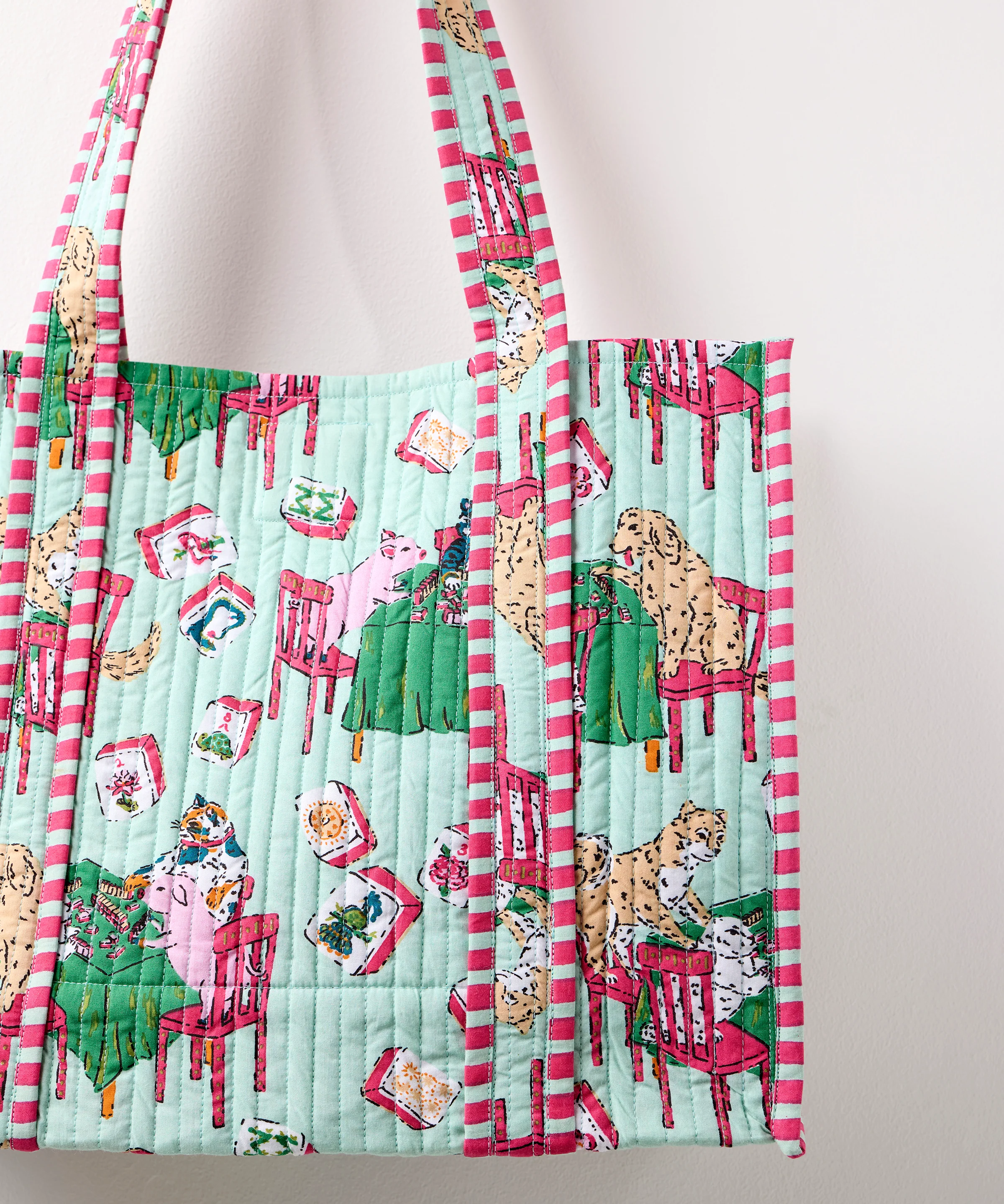 Mah Jongg Menagerie - Petite Traveler Tote - Pale Jade - Image 2