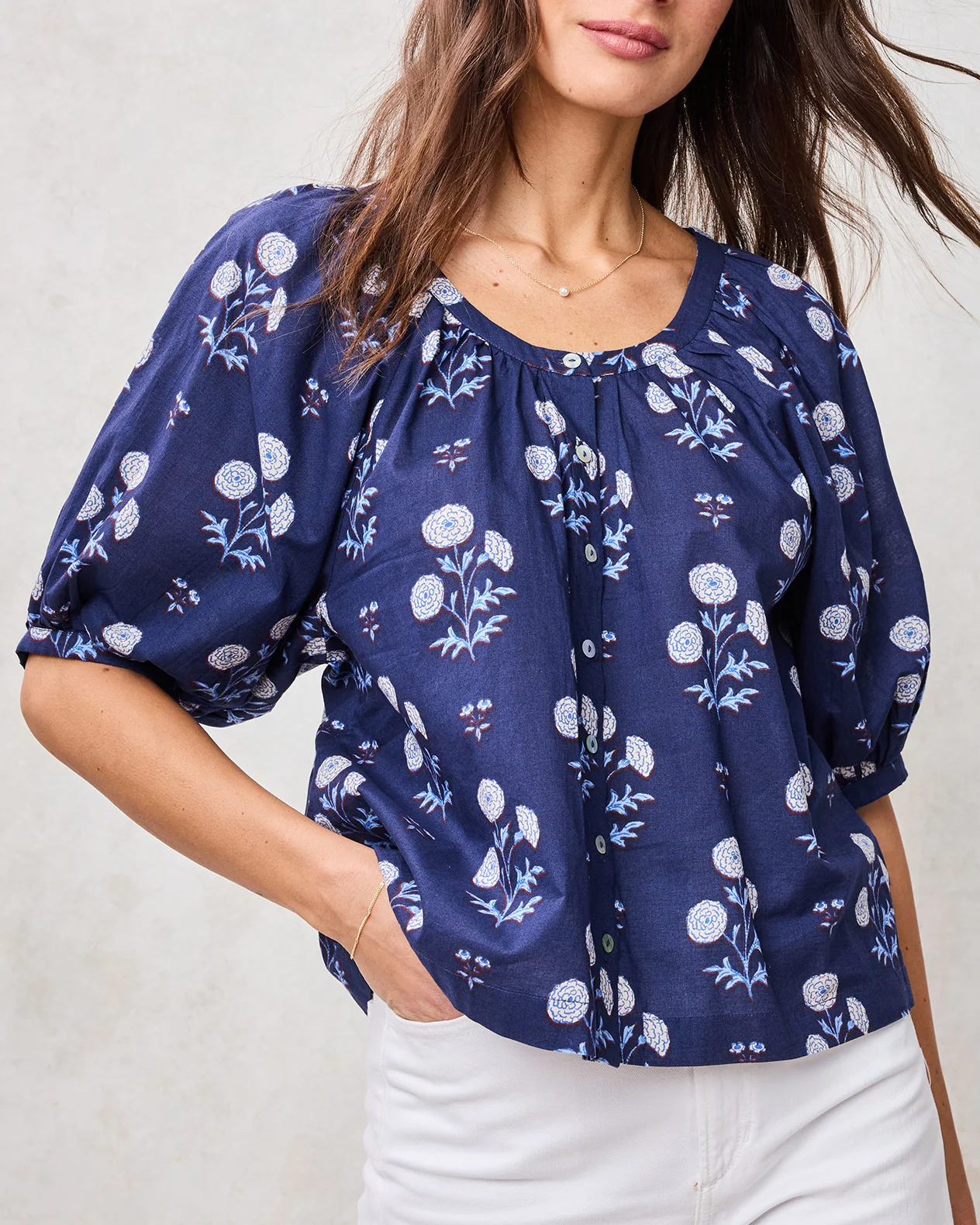 Marigold Bloom - Gilmore Blouse - Midnight Tide - Image 3