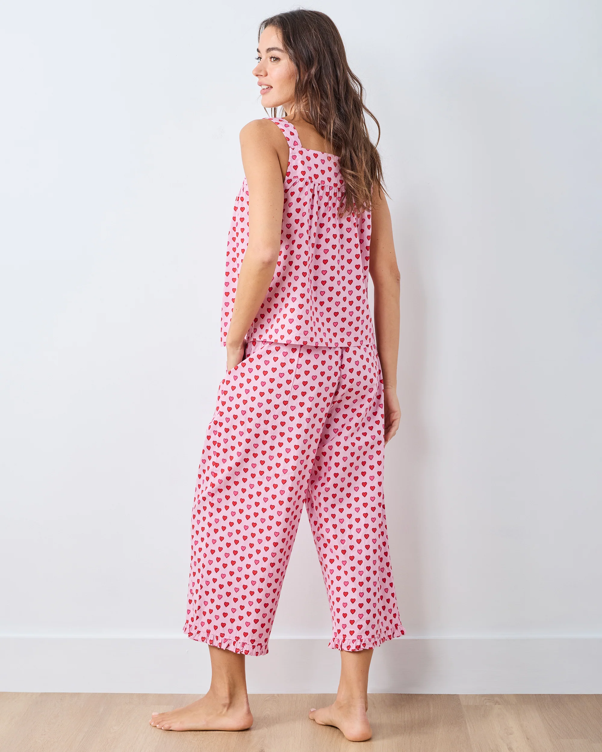 Mini Candy Hearts - Back to Bed Cropped Pant Set - Pink Macaron - Image 6