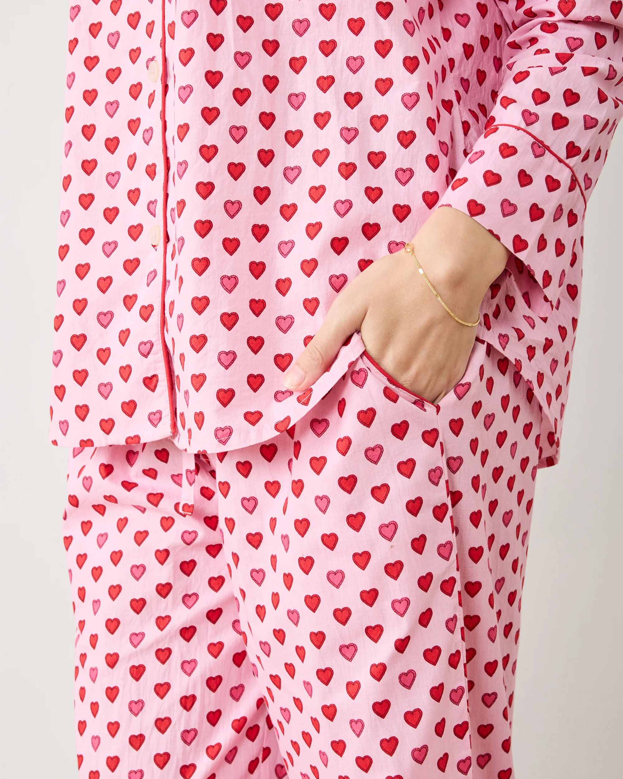 Mini Candy Hearts - Long PJ Set - Pink Macaron - Image 5