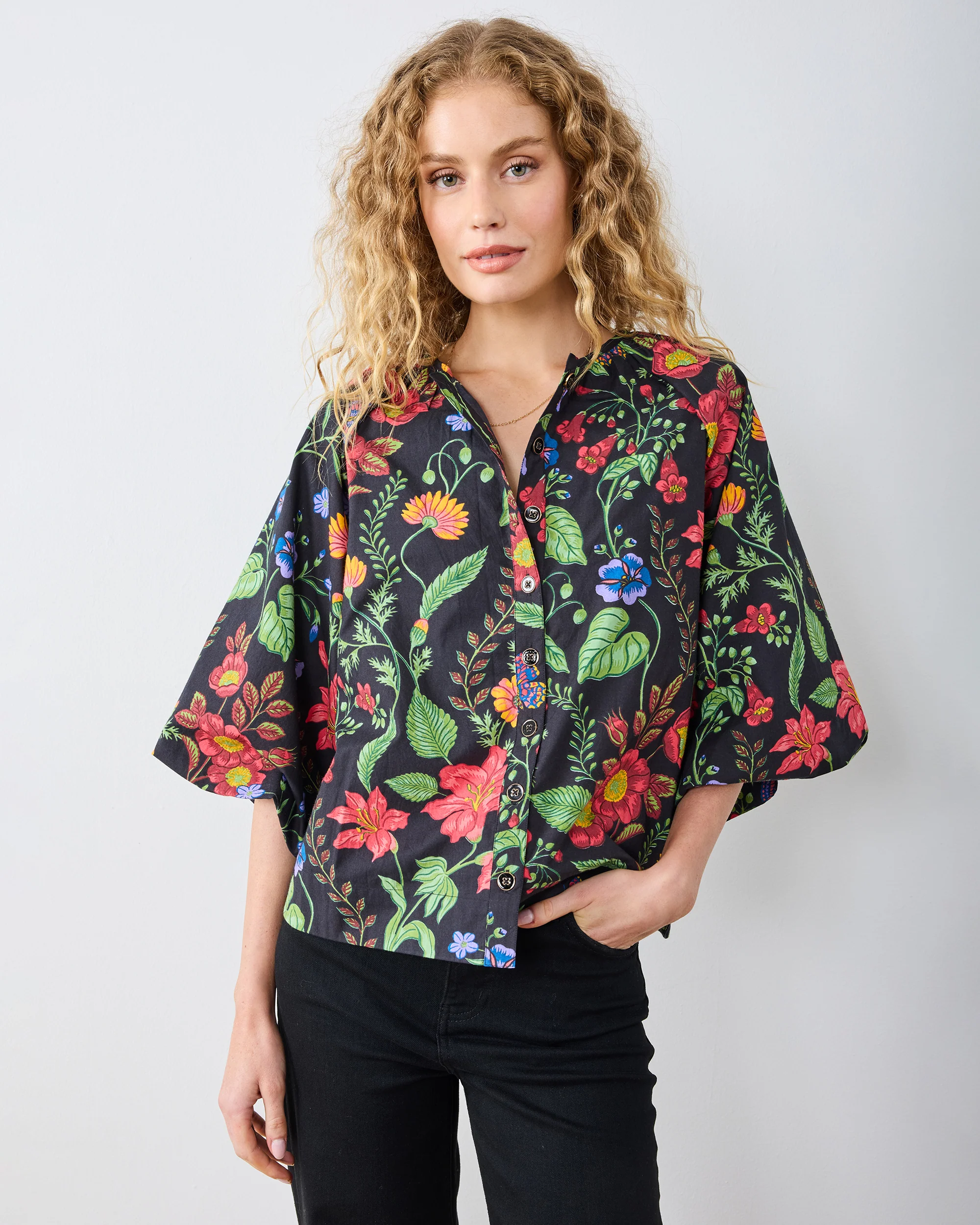 Moonlit Botanical - Blair Blouse - Ink - Image 4