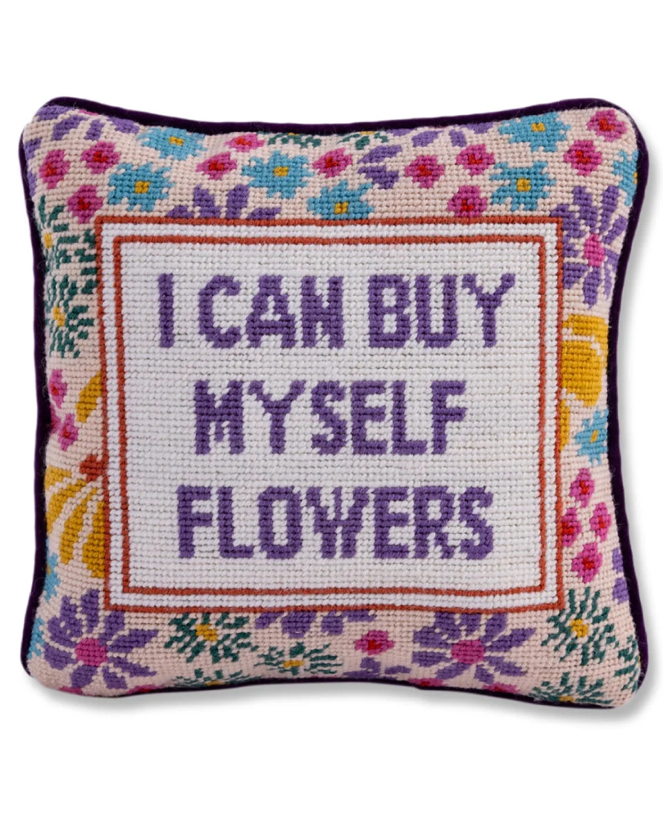 Multi - Flowers Needlepoint Pillow - Furbish - Image 2