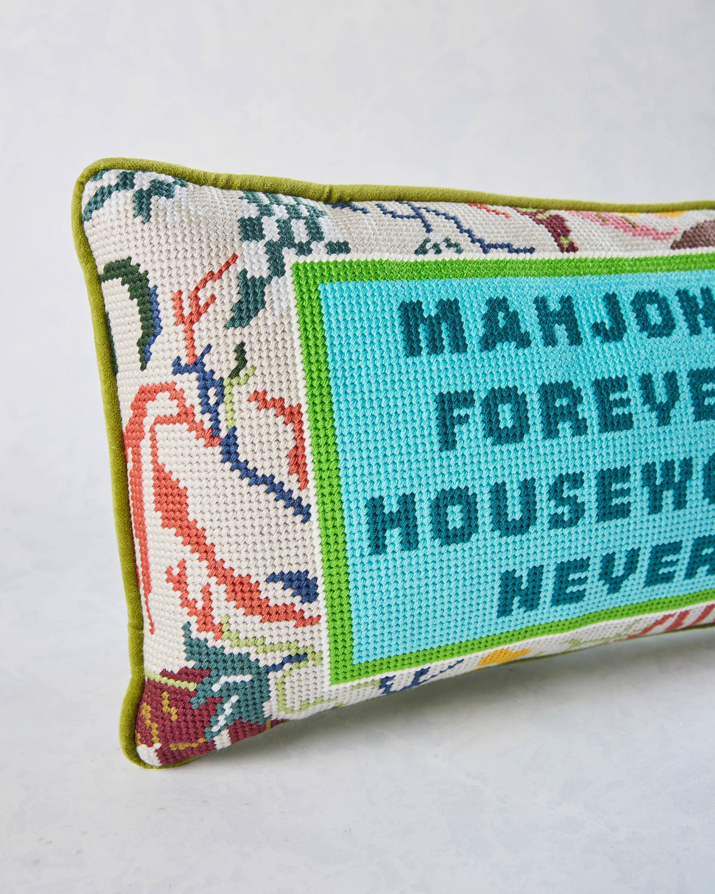 Multi - Mahjong Needlepoint Pillow - Furbish Studio - Image 4