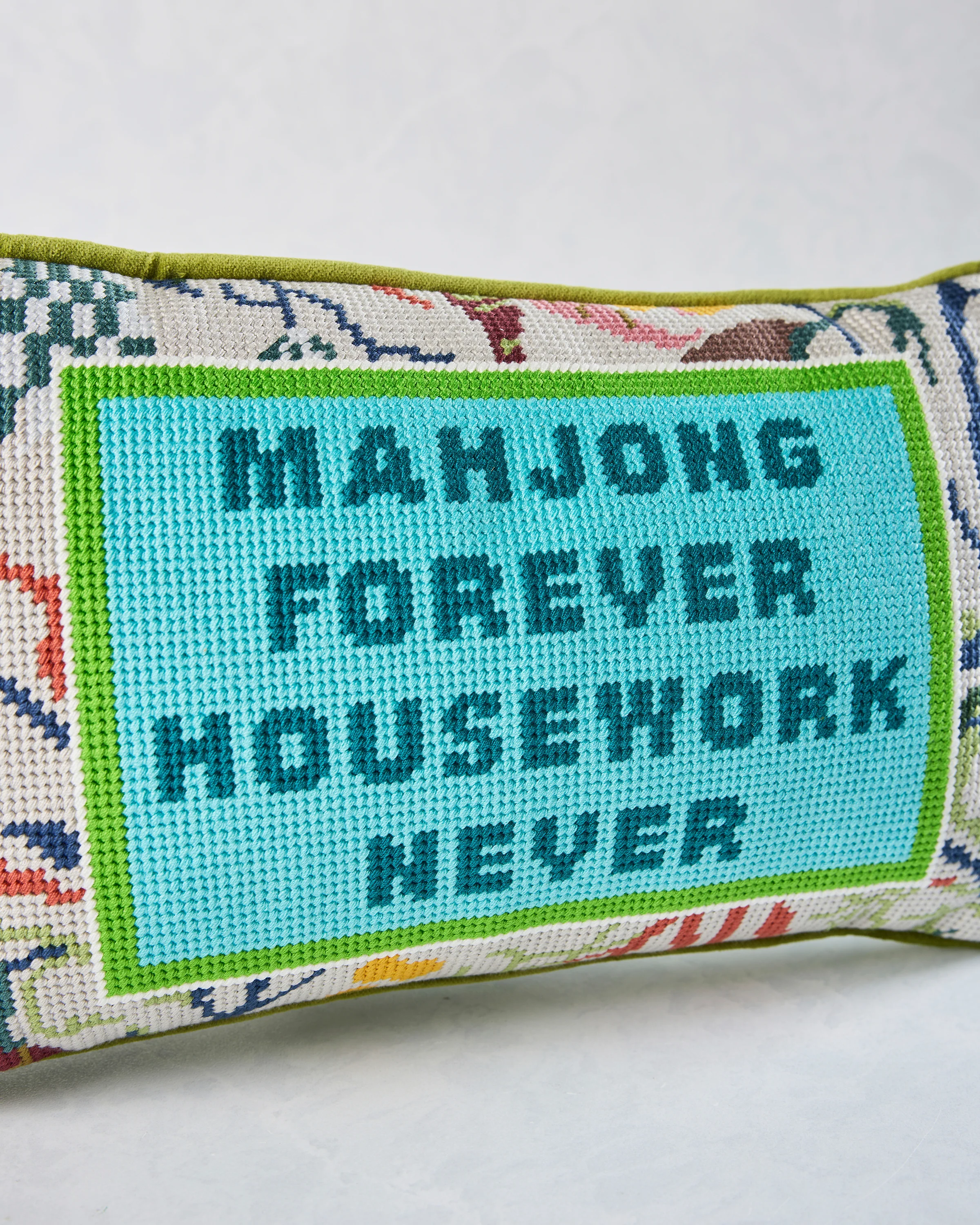Multi - Mahjong Needlepoint Pillow - Furbish Studio - Image 6