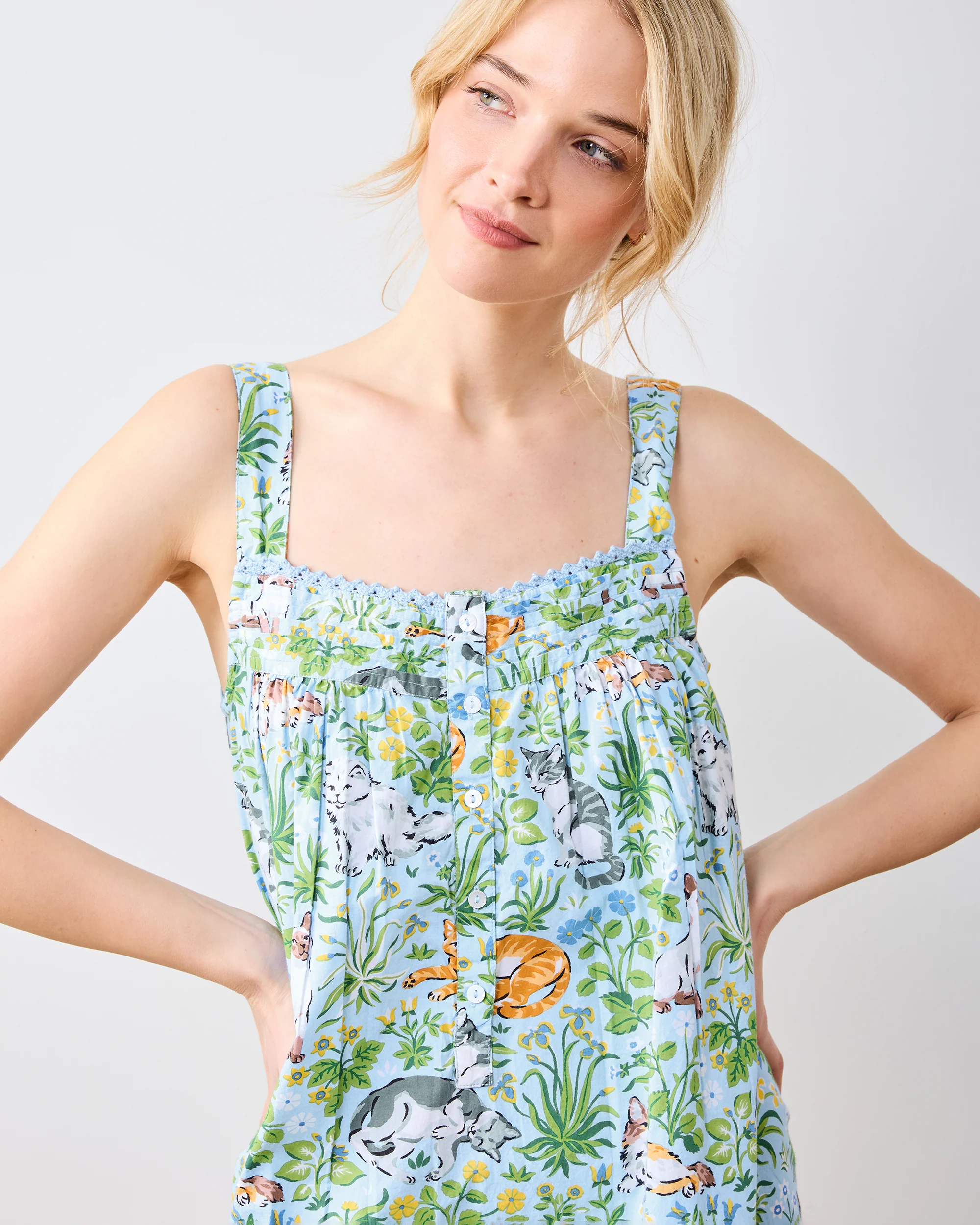 Must Love Cats - Back To Bed Nightgown - Cornflower - Image 2