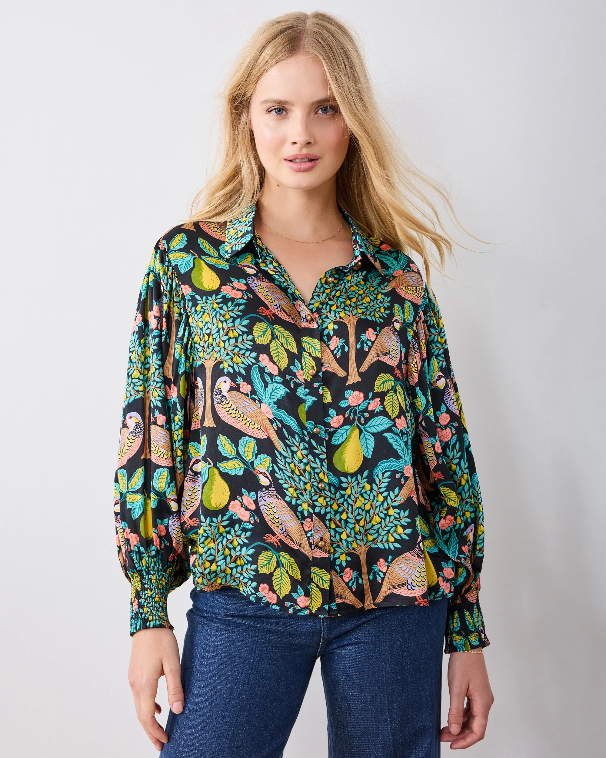 Partridge In A Pear Tree - Anastasia Blouse - Ink - Image 5