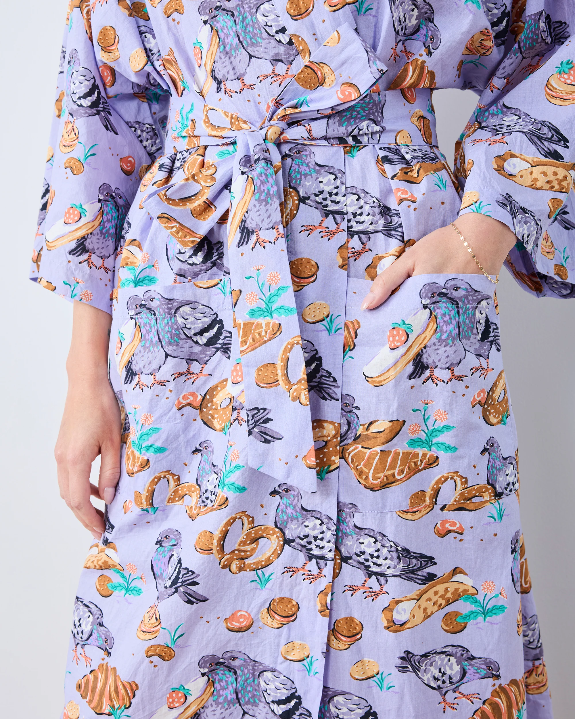 Peckish Pastries - Long Robe - Lavender Lovebird - Image 3