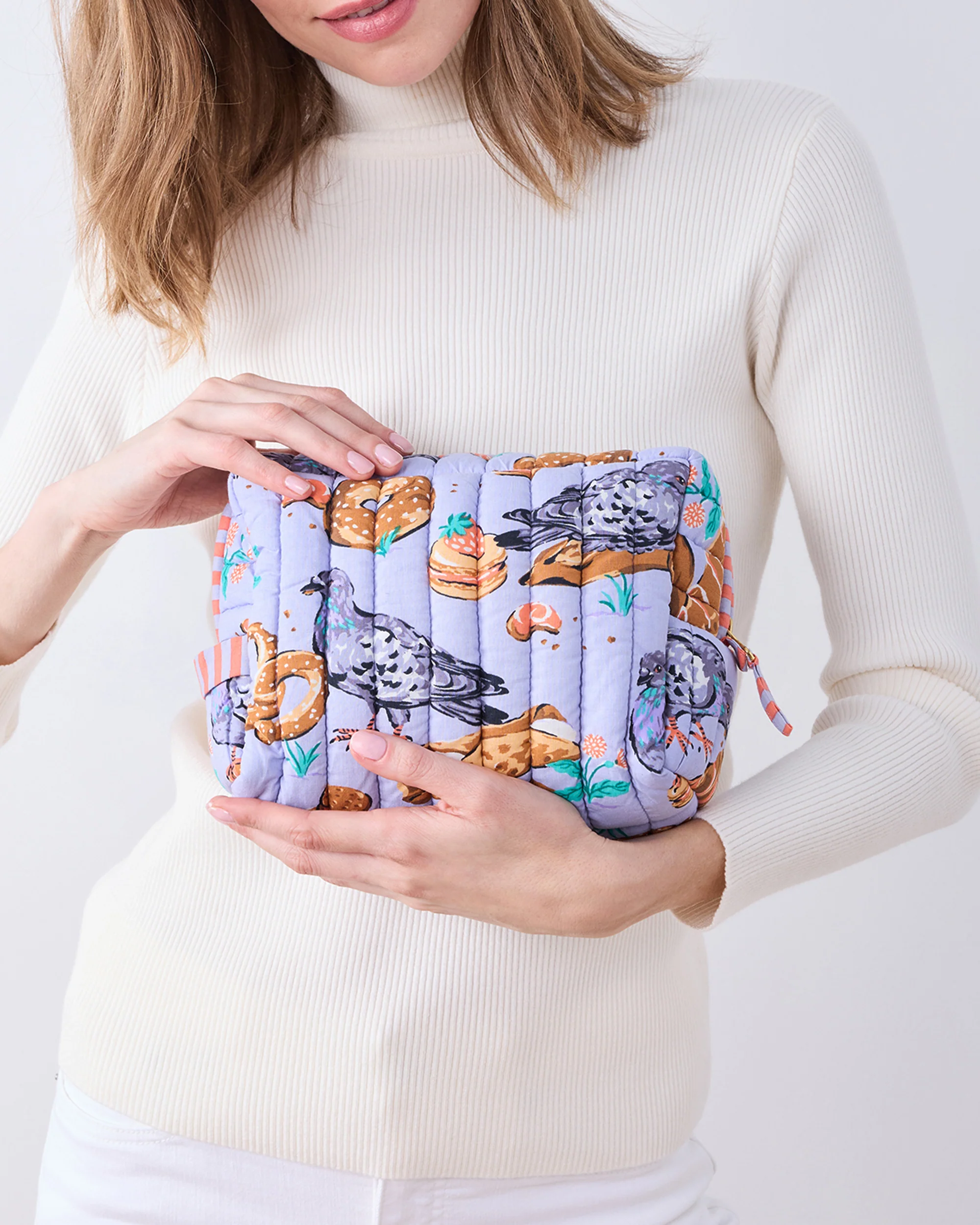Peckish Pastries - Quilted Pouch - Lavender Lovebird - Image 2