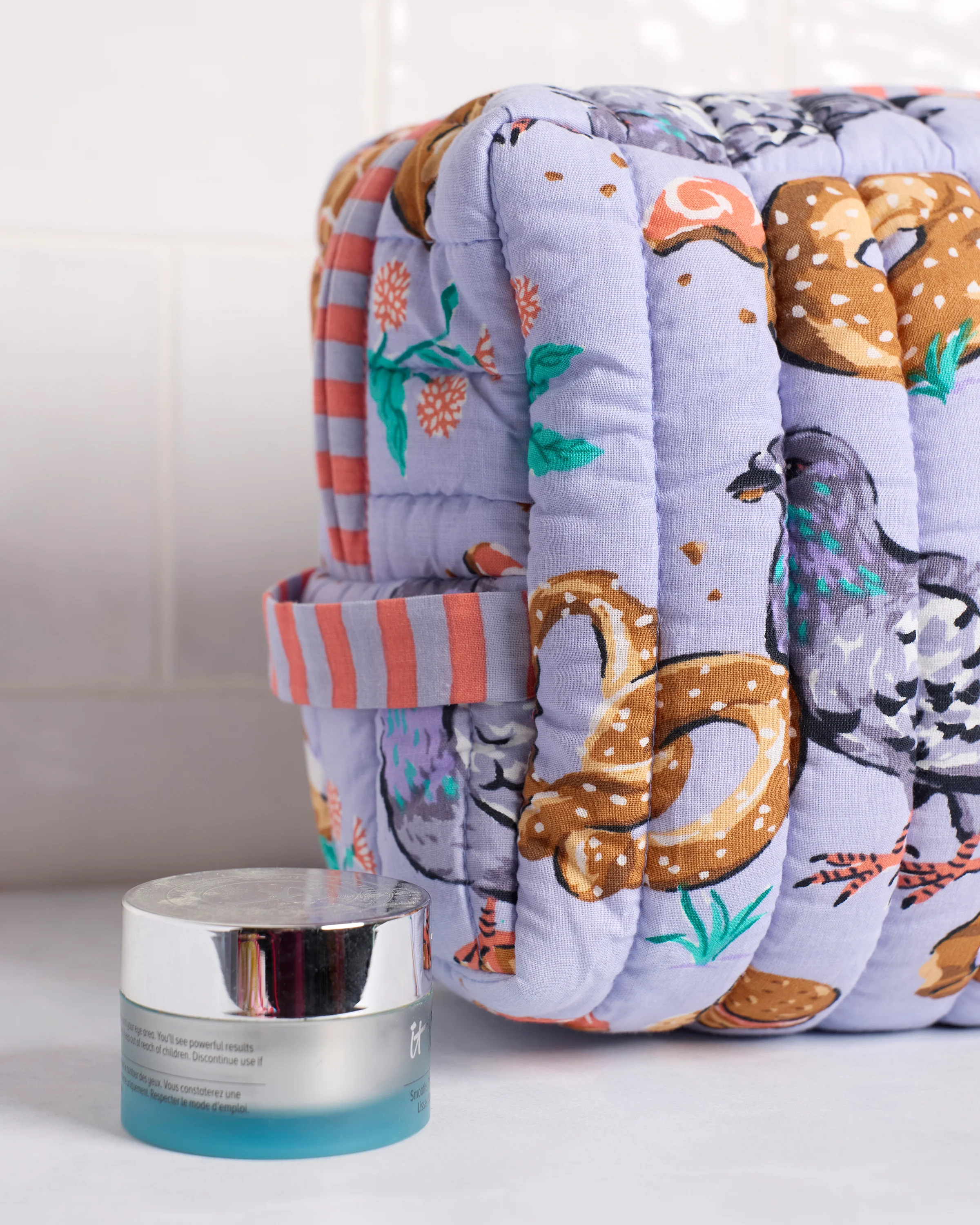 Peckish Pastries - Quilted Pouch - Lavender Lovebird - Image 3