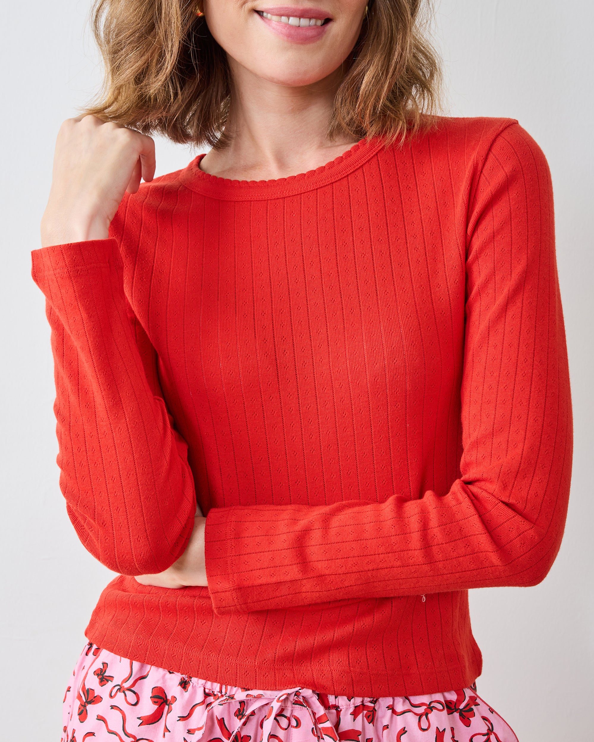 Candy Crimson - Pointelle Long Sleeve - Shirt - Image 5